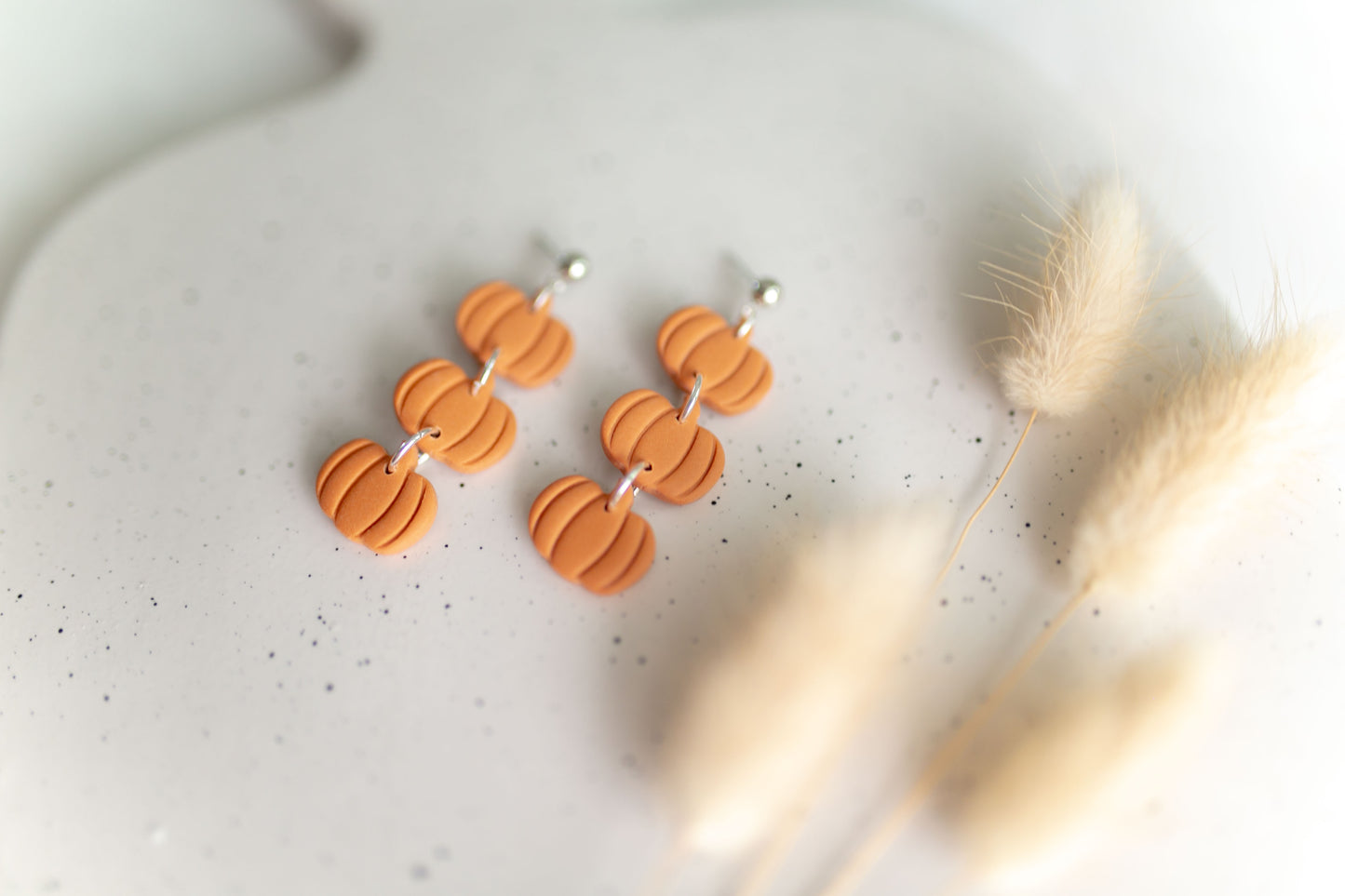 Clay earring | Orange Pumpkin Dangles | Fall Collection