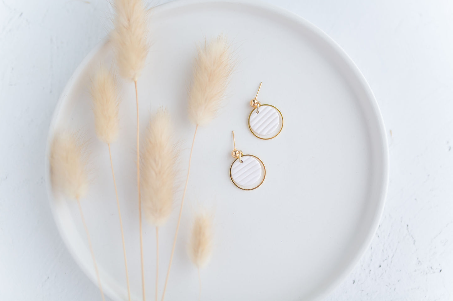 Clay earring | white dainty dangles | spring collection