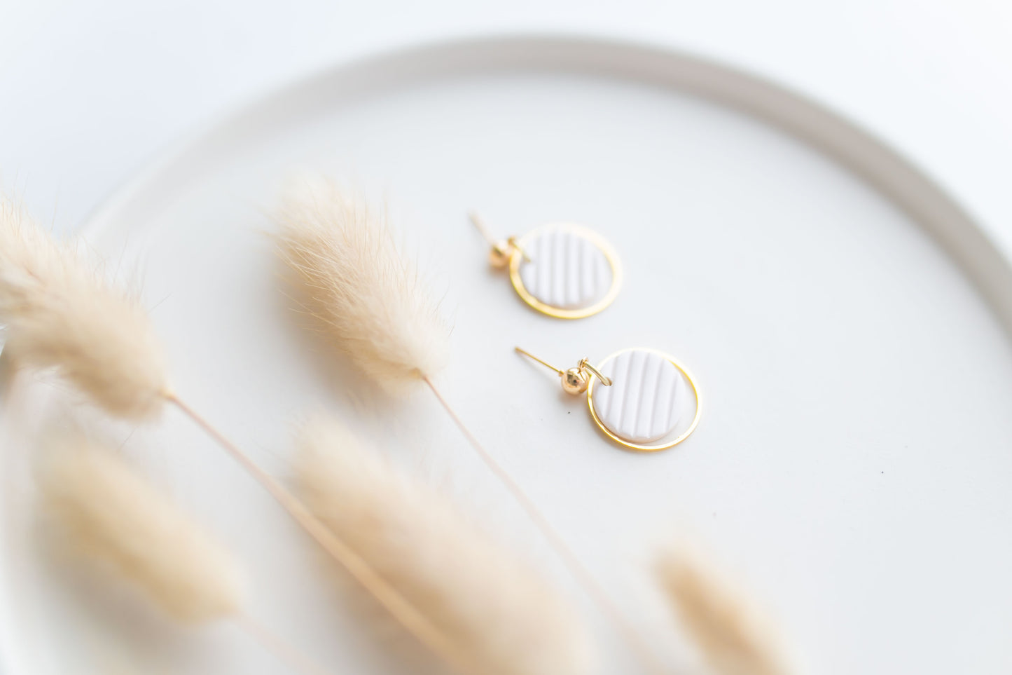 Clay earring | white dainty dangles | spring collection