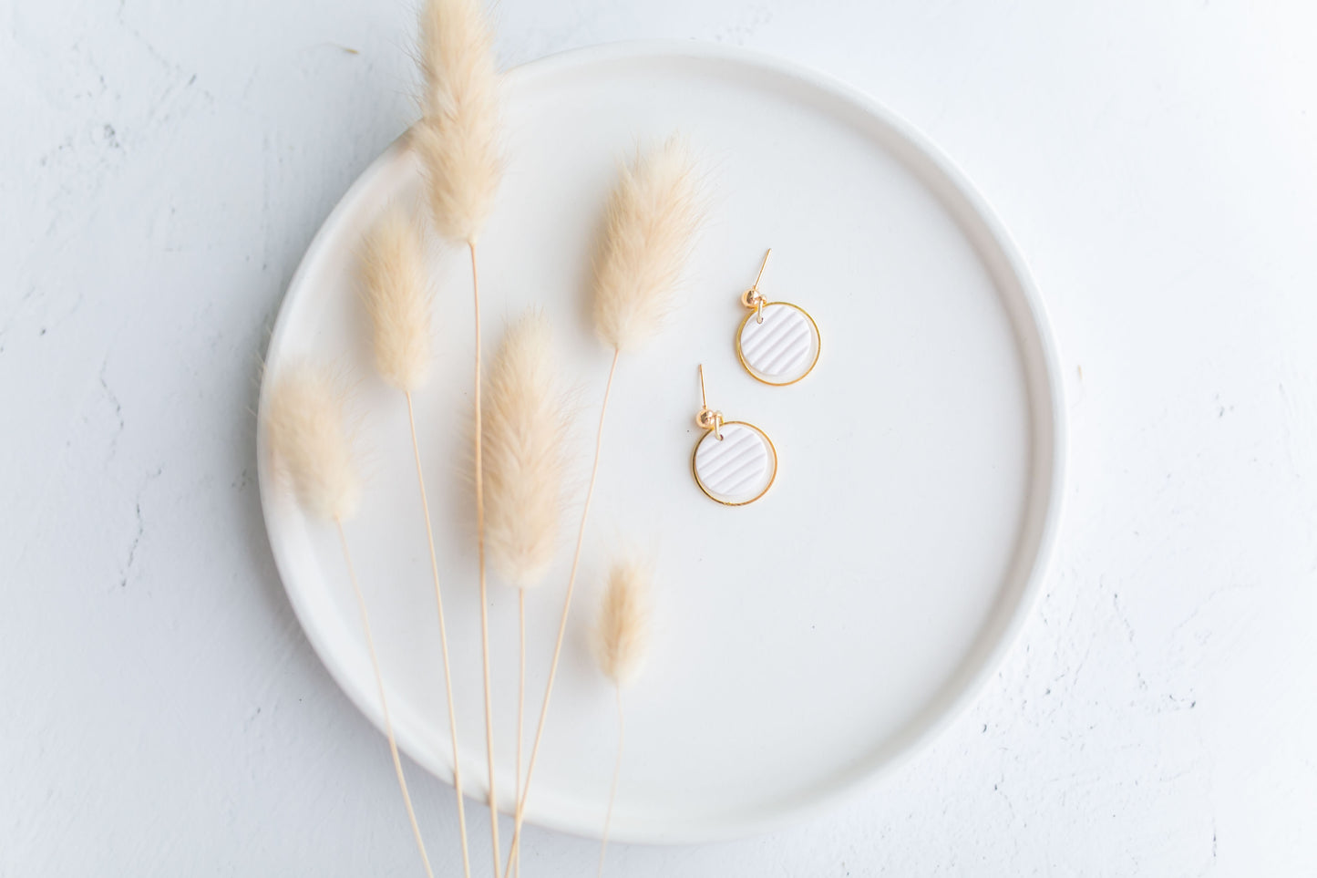 Clay earring | white dainty dangles | spring collection