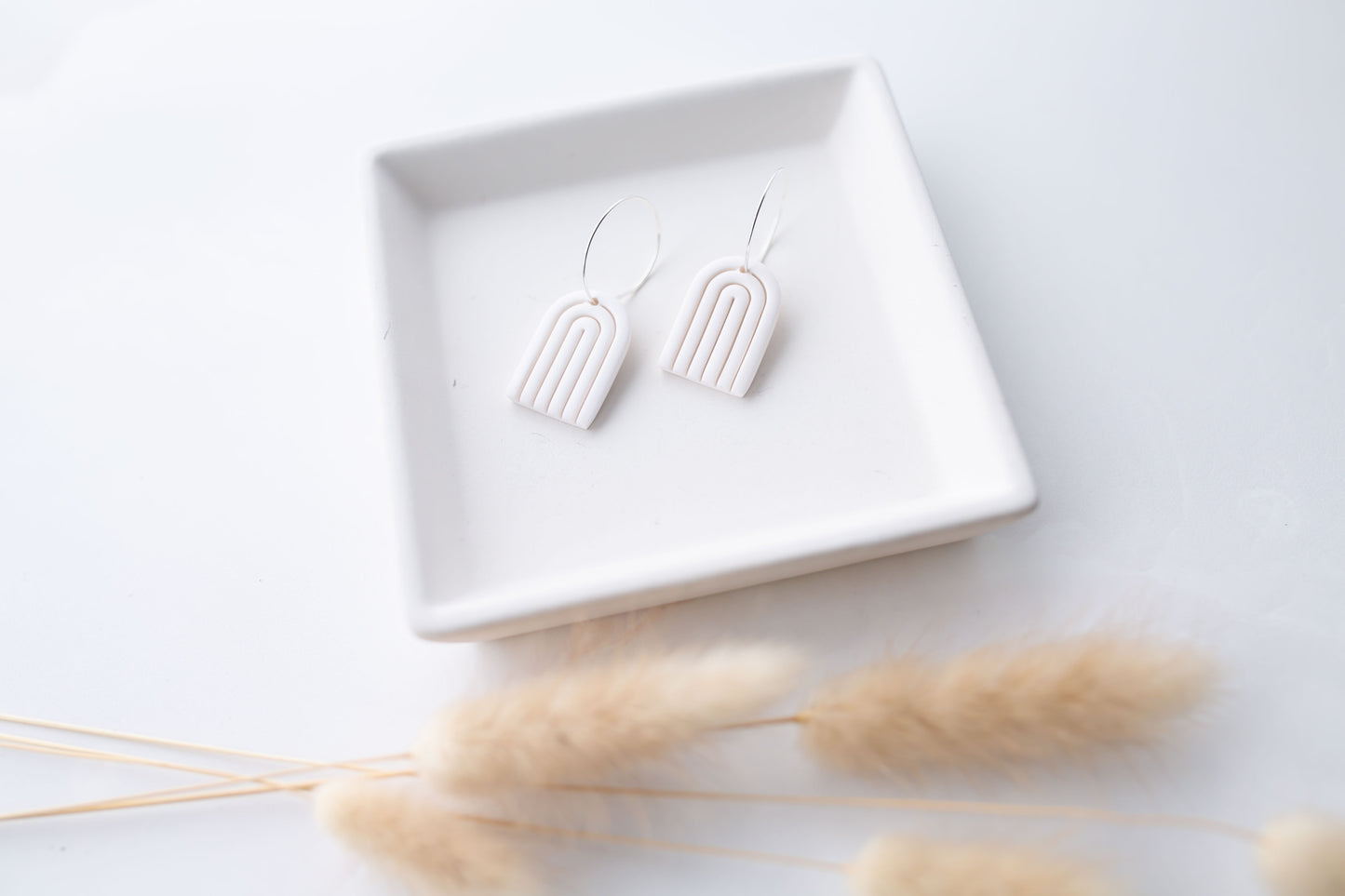 Clay earring | white mini arches | neutral collection