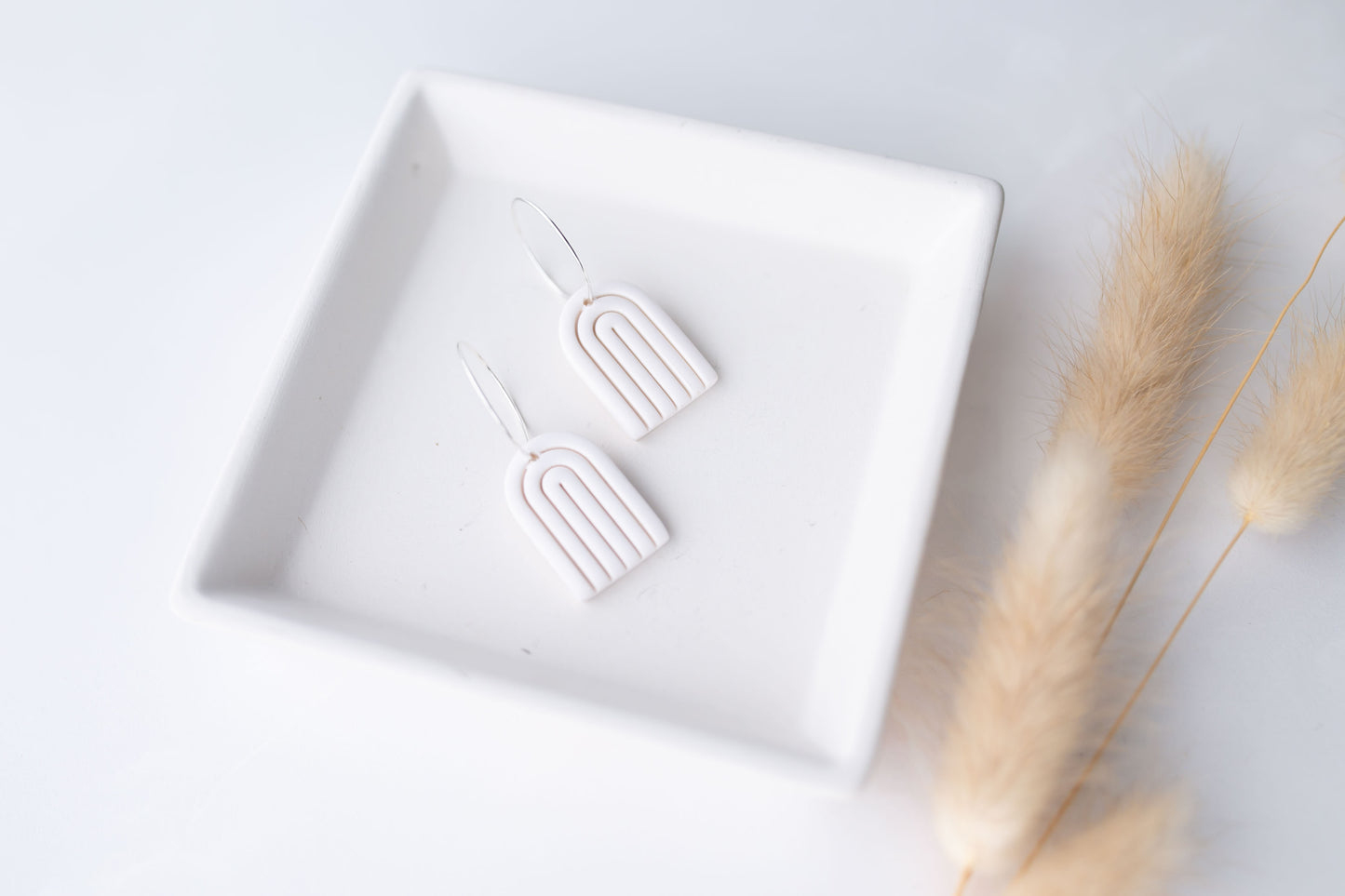 Clay earring | white mini arches | neutral collection