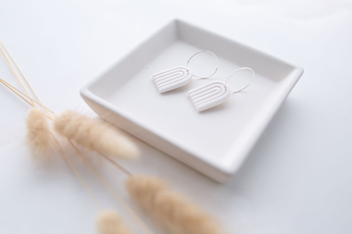 Clay earring | white mini arches | neutral collection