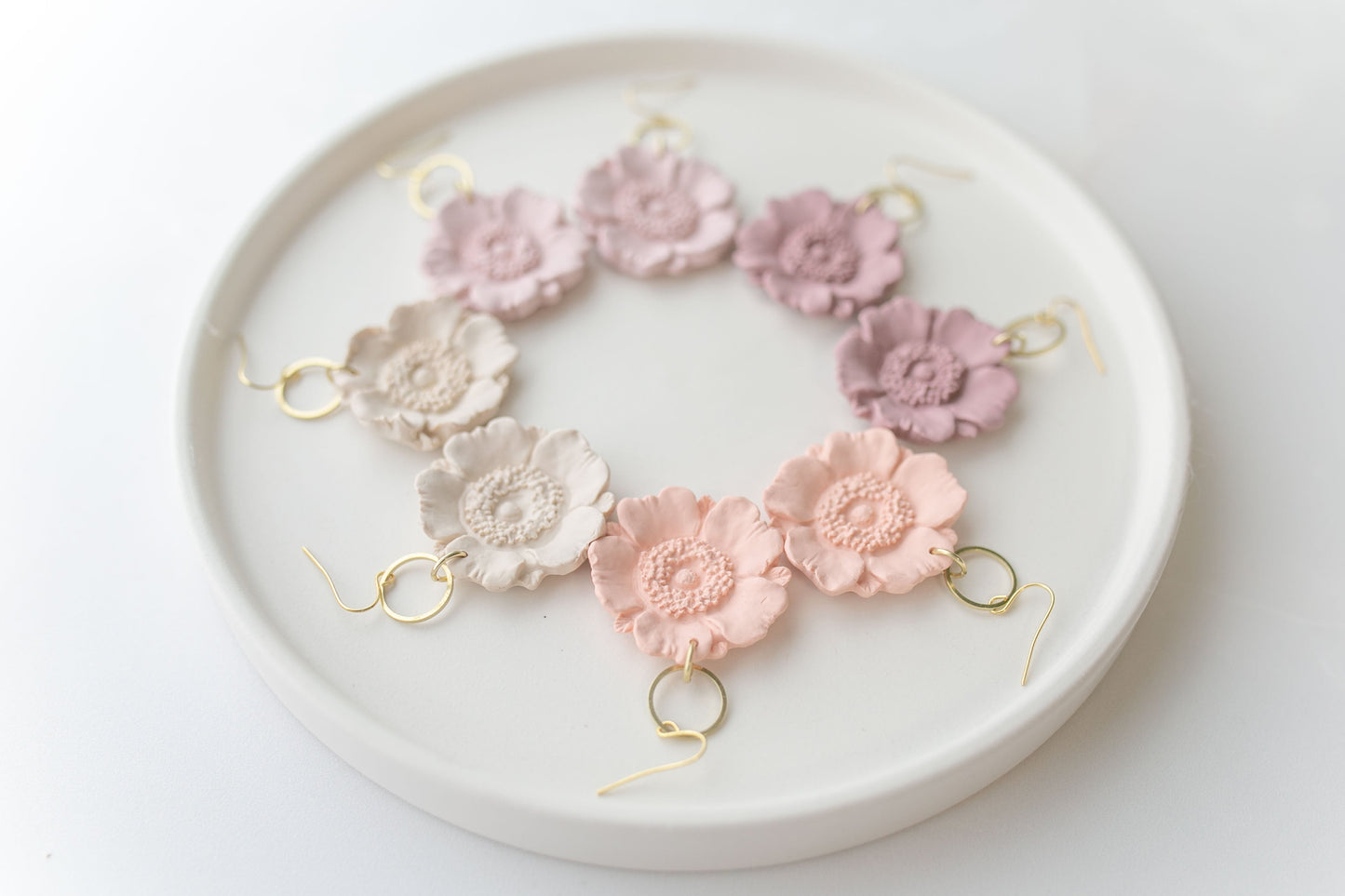Clay earring | blush poppy dangles | spring collection