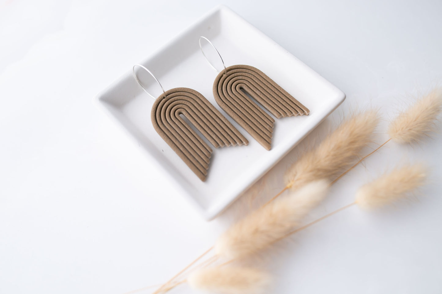 Clay earring | umber arch hoops | neutral collection