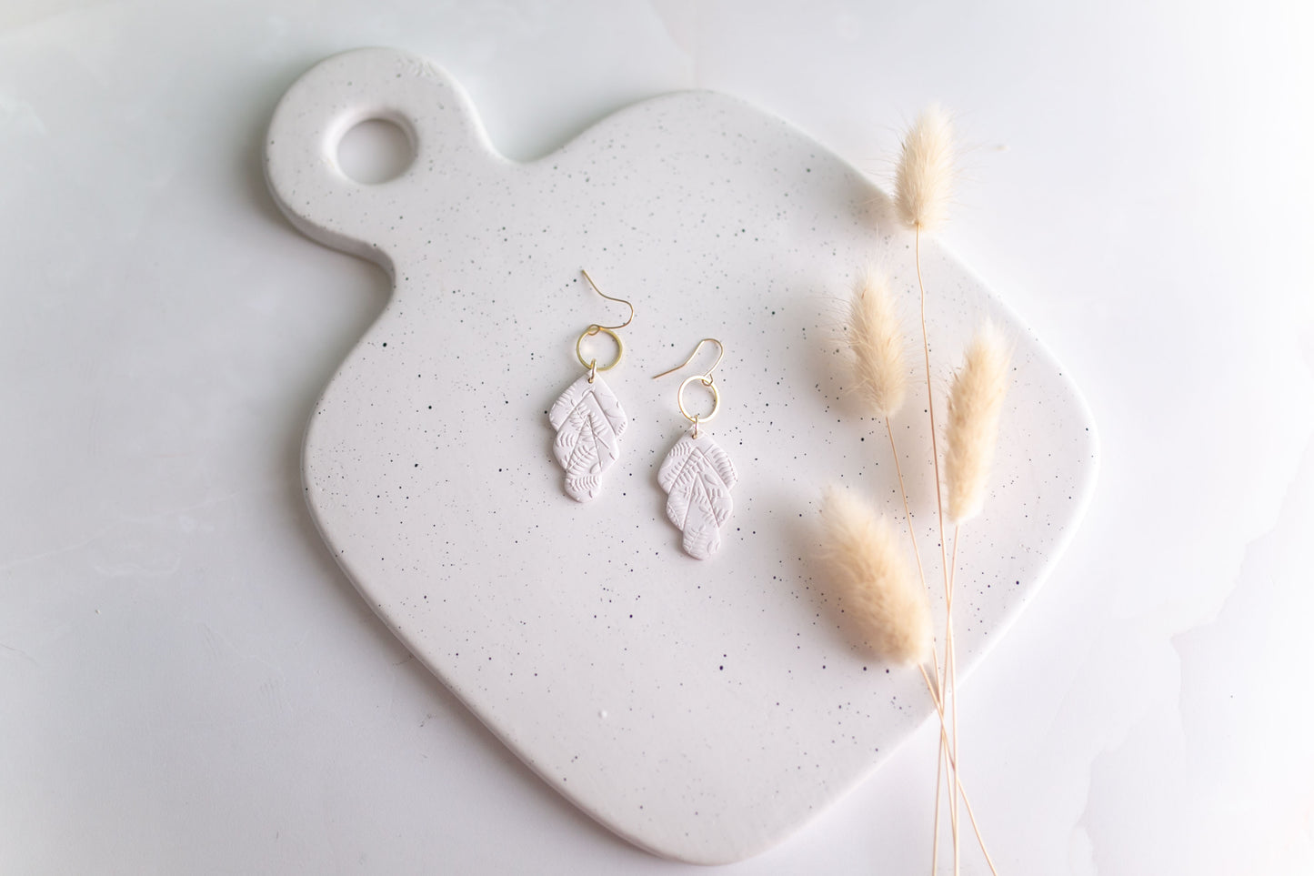 Clay earring | Floral Leaf Dangles | Fall Collection