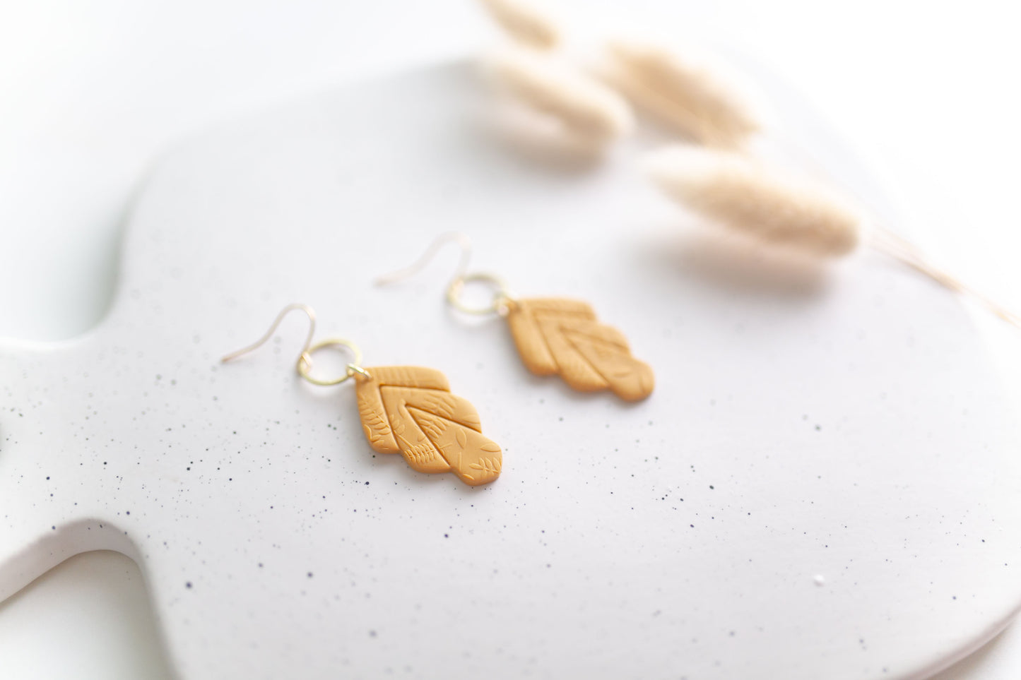 Clay earring | Floral Leaf Dangles | Fall Collection