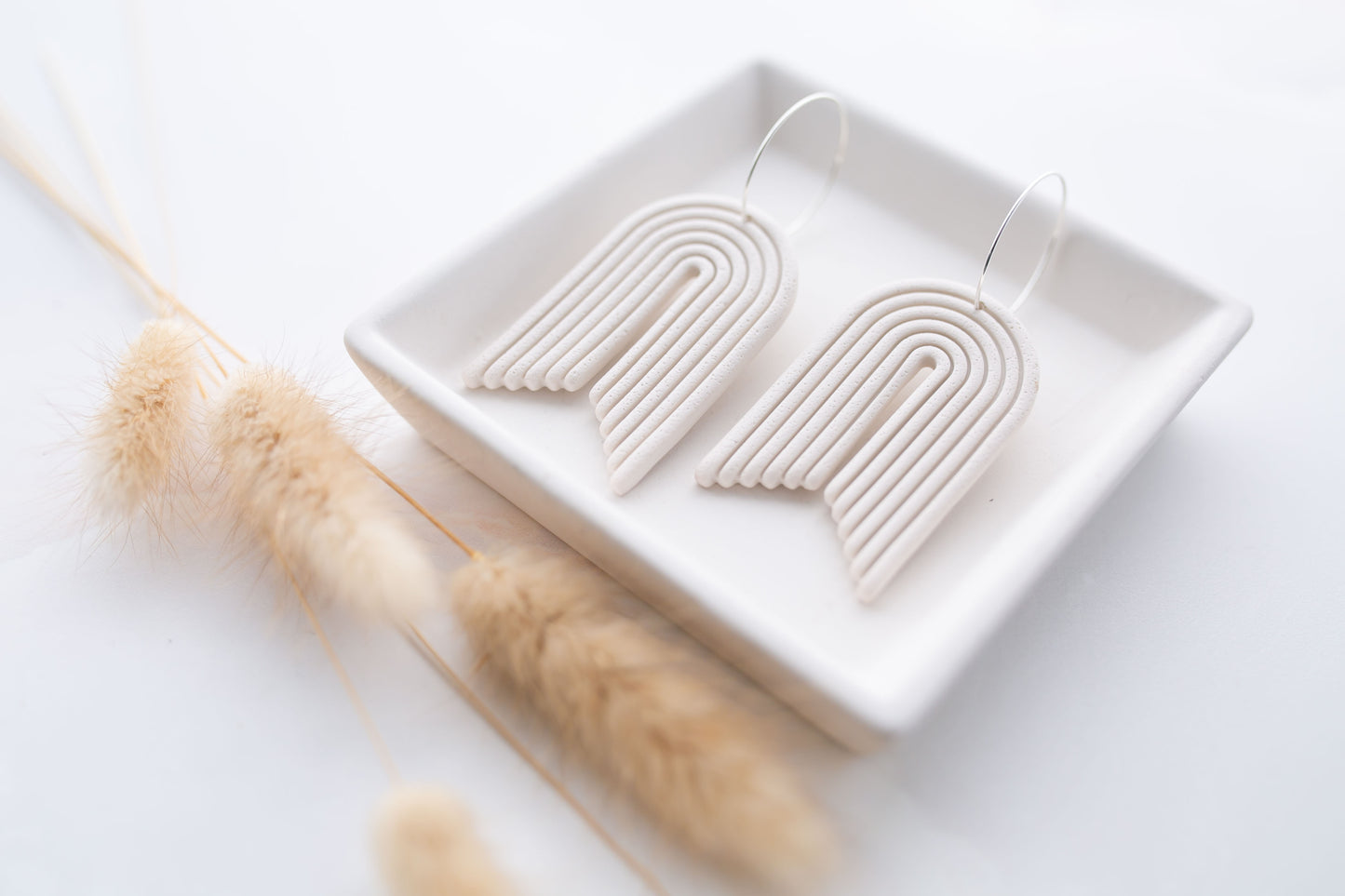 Clay earring | cream arch hoops | neutral collection