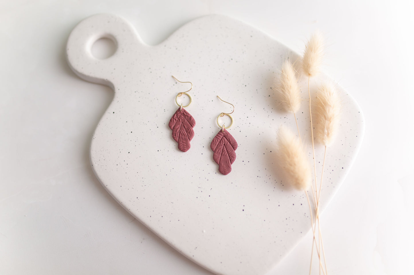 Clay earring | Floral Leaf Dangles | Fall Collection