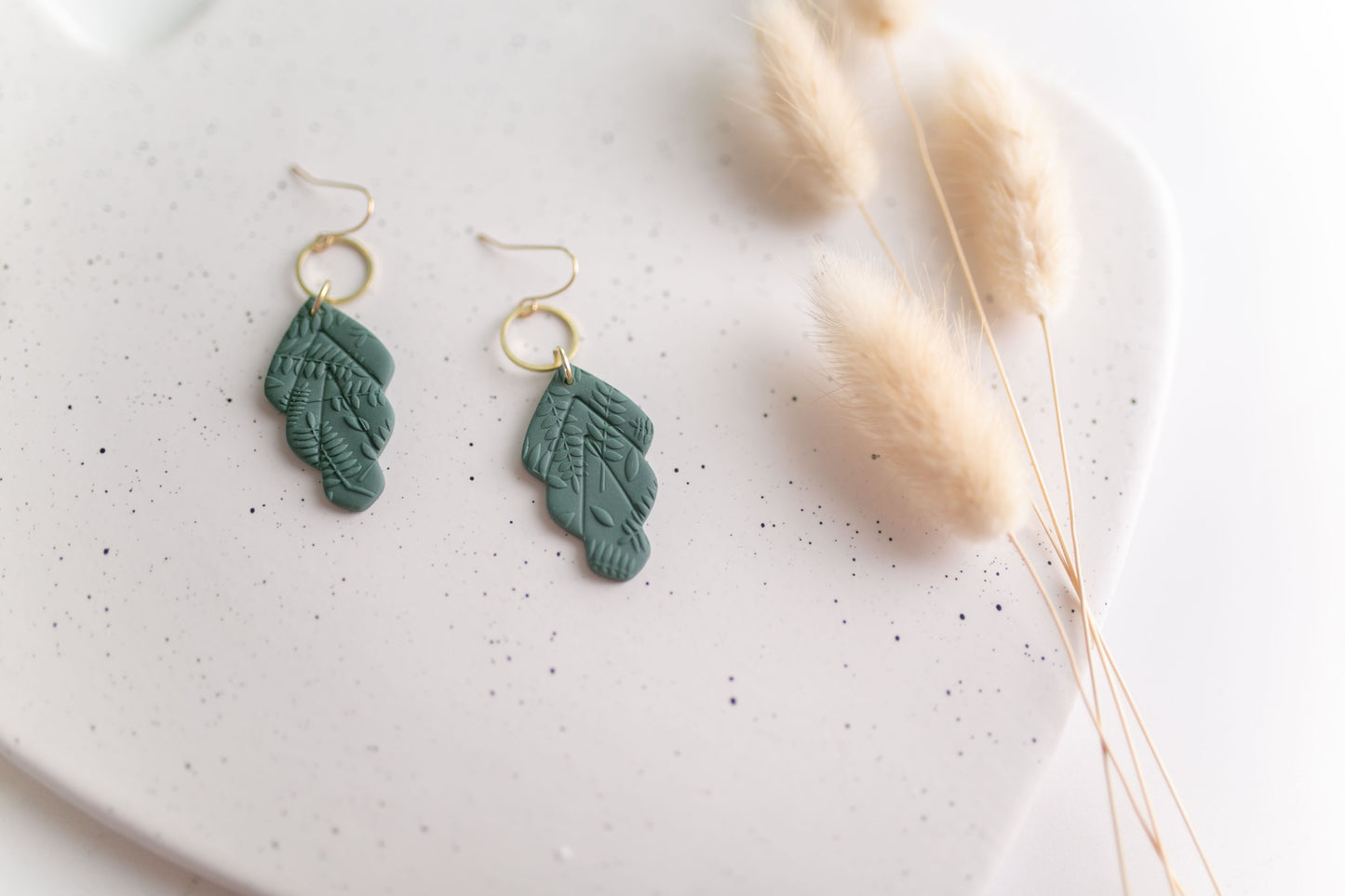 Clay earring | Floral Leaf Dangles | Fall Collection