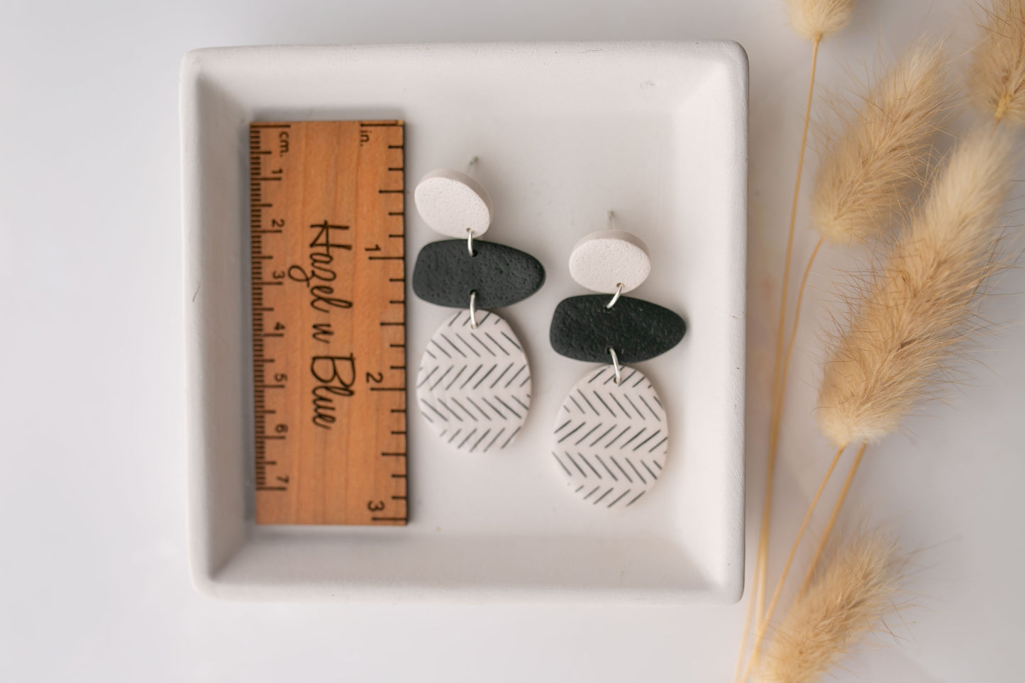 Clay earring | mud cloth organic dangles | neutral collection