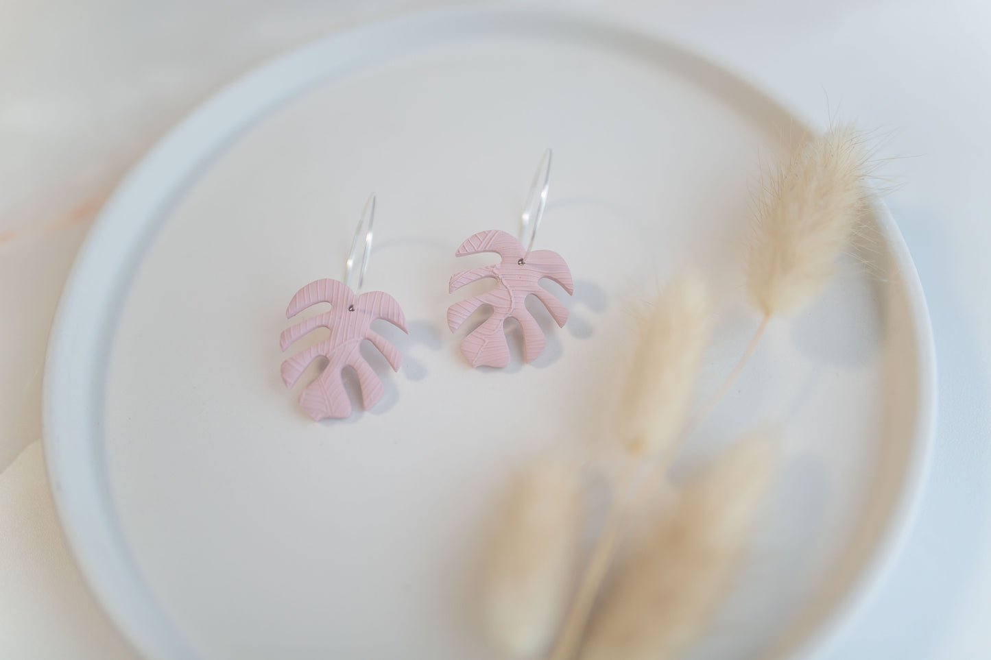Clay earring | blush monstera hoops | spring collection
