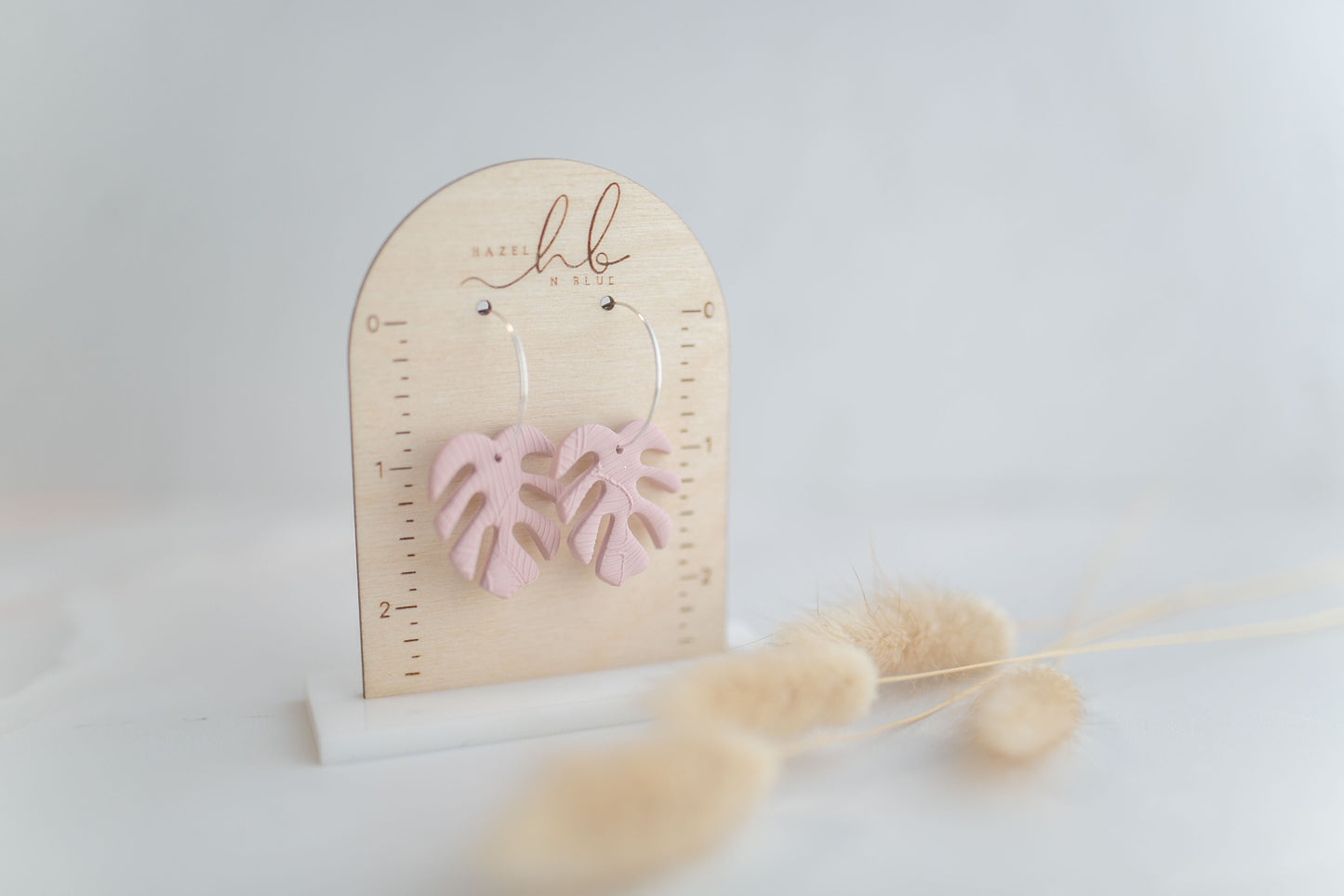 Clay earring | blush monstera hoops | spring collection