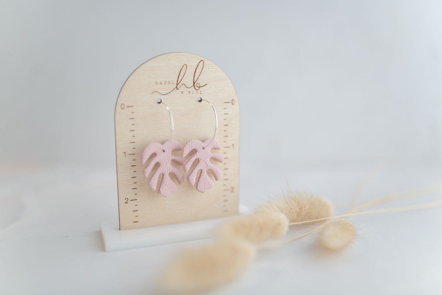 Clay earring | white monstera hoops | spring collection