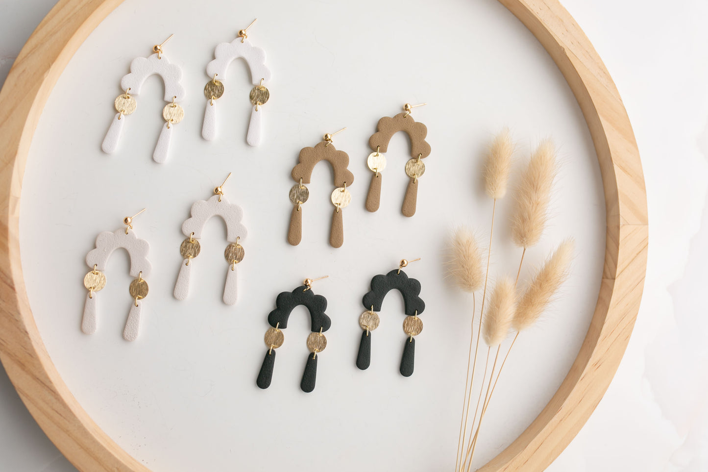 Clay earring | cream dangles | neutral collection