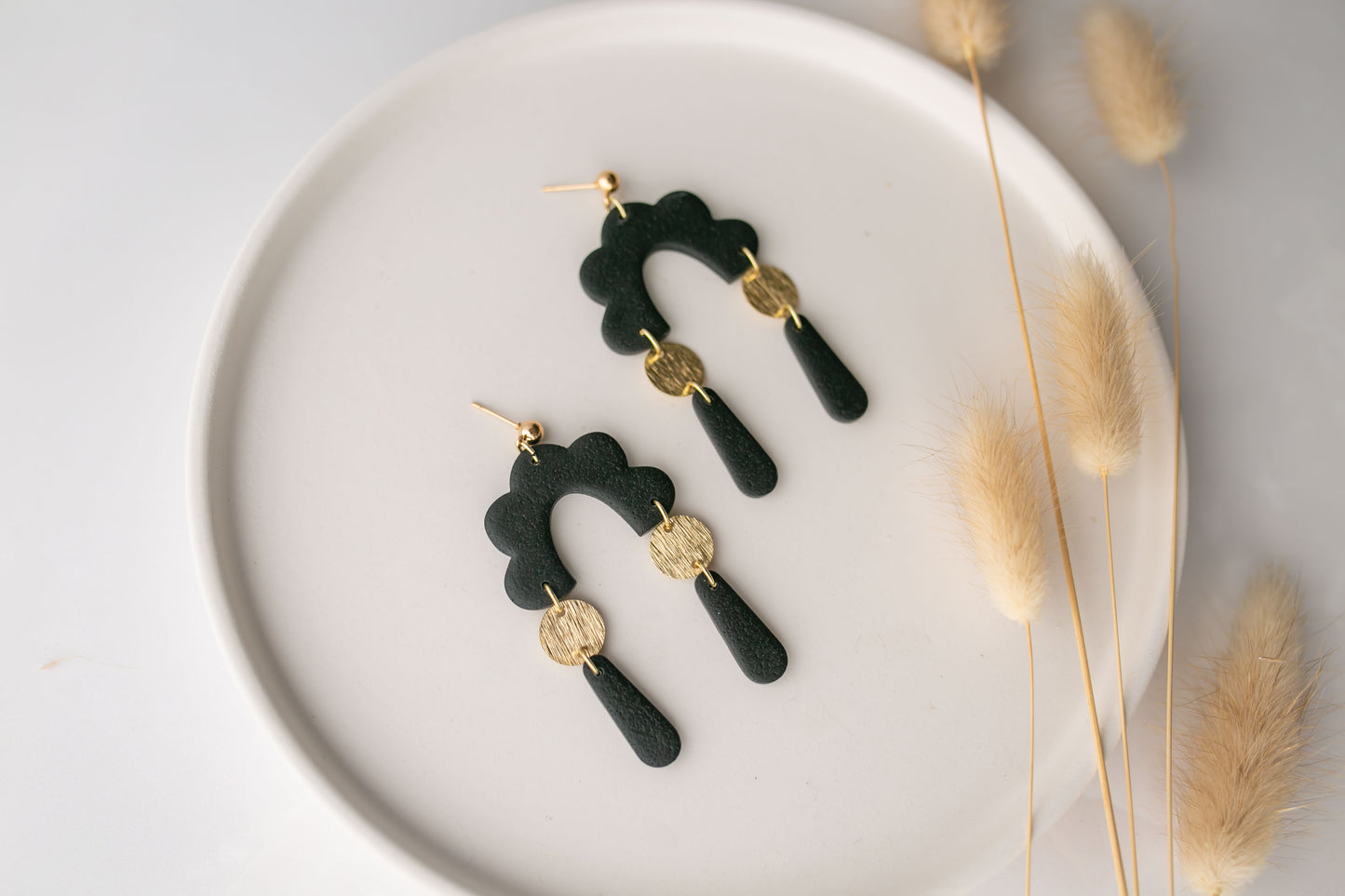Clay earring | black dangles | neutral collection