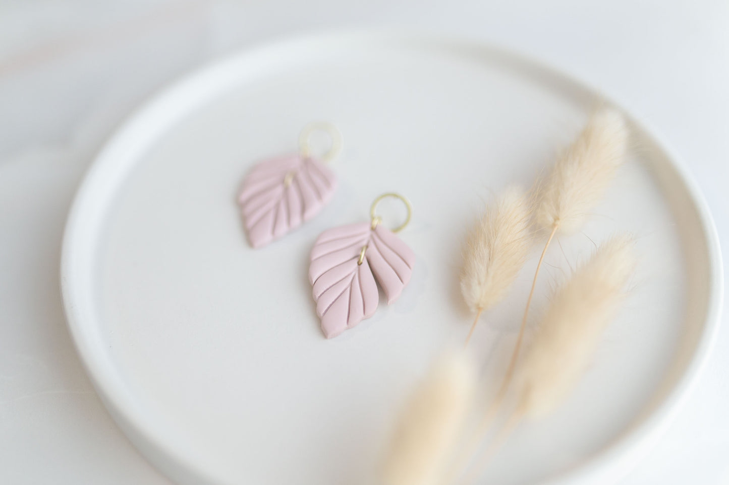 Clay earring | blush leaves | spring collection