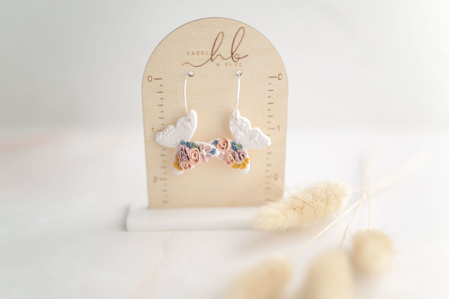 Clay earring | floral butterfly hoops | spring collection