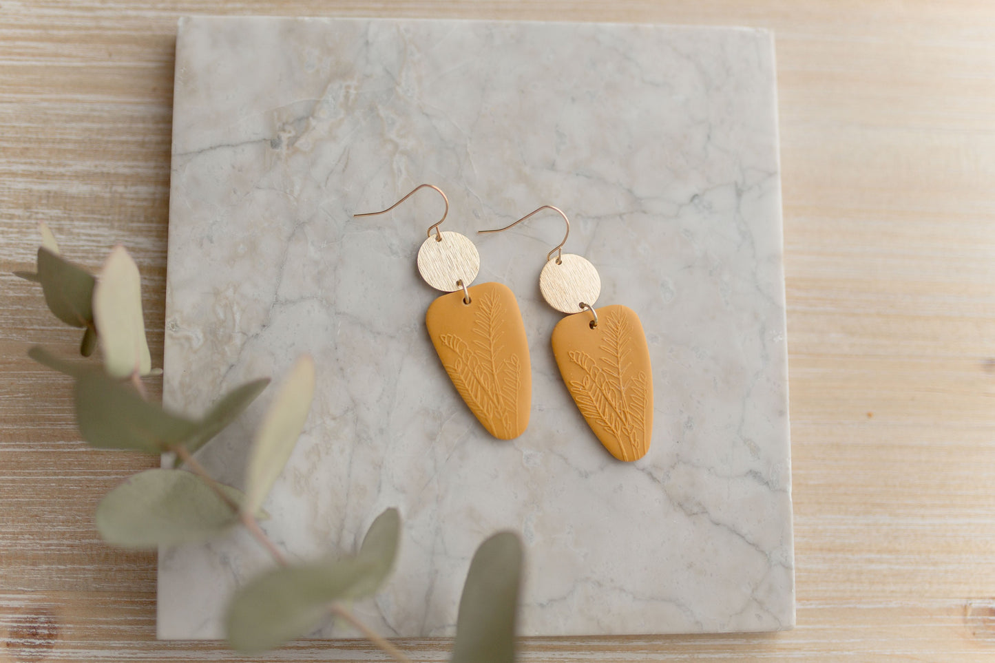 Clay earrings | mustard botanical