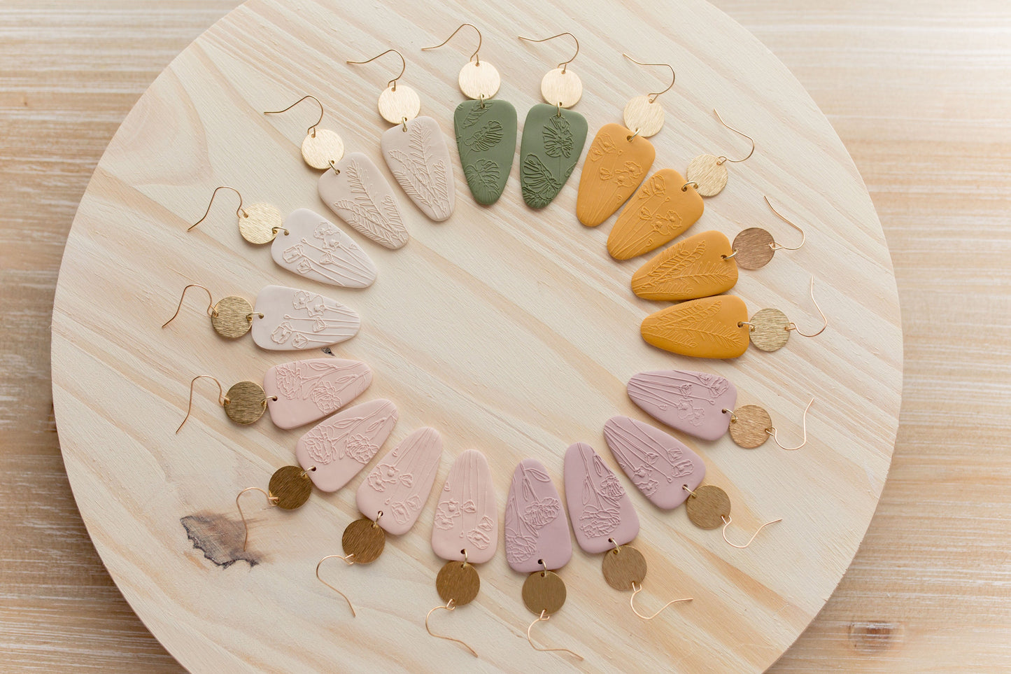 Clay earrings | mustard botanical