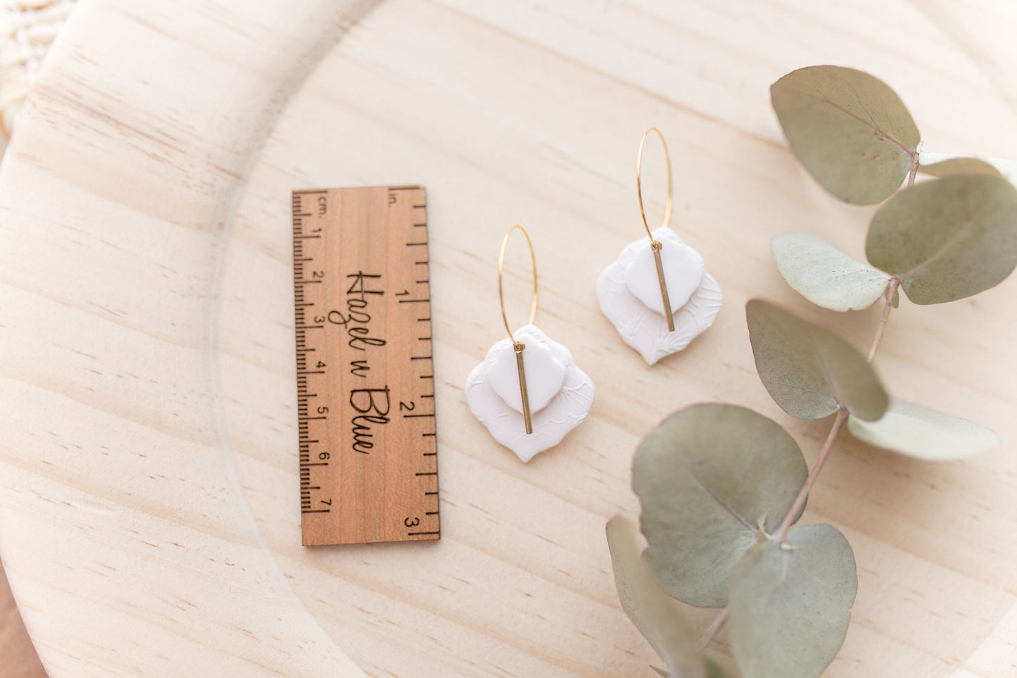 Clay earrings | white hoops
