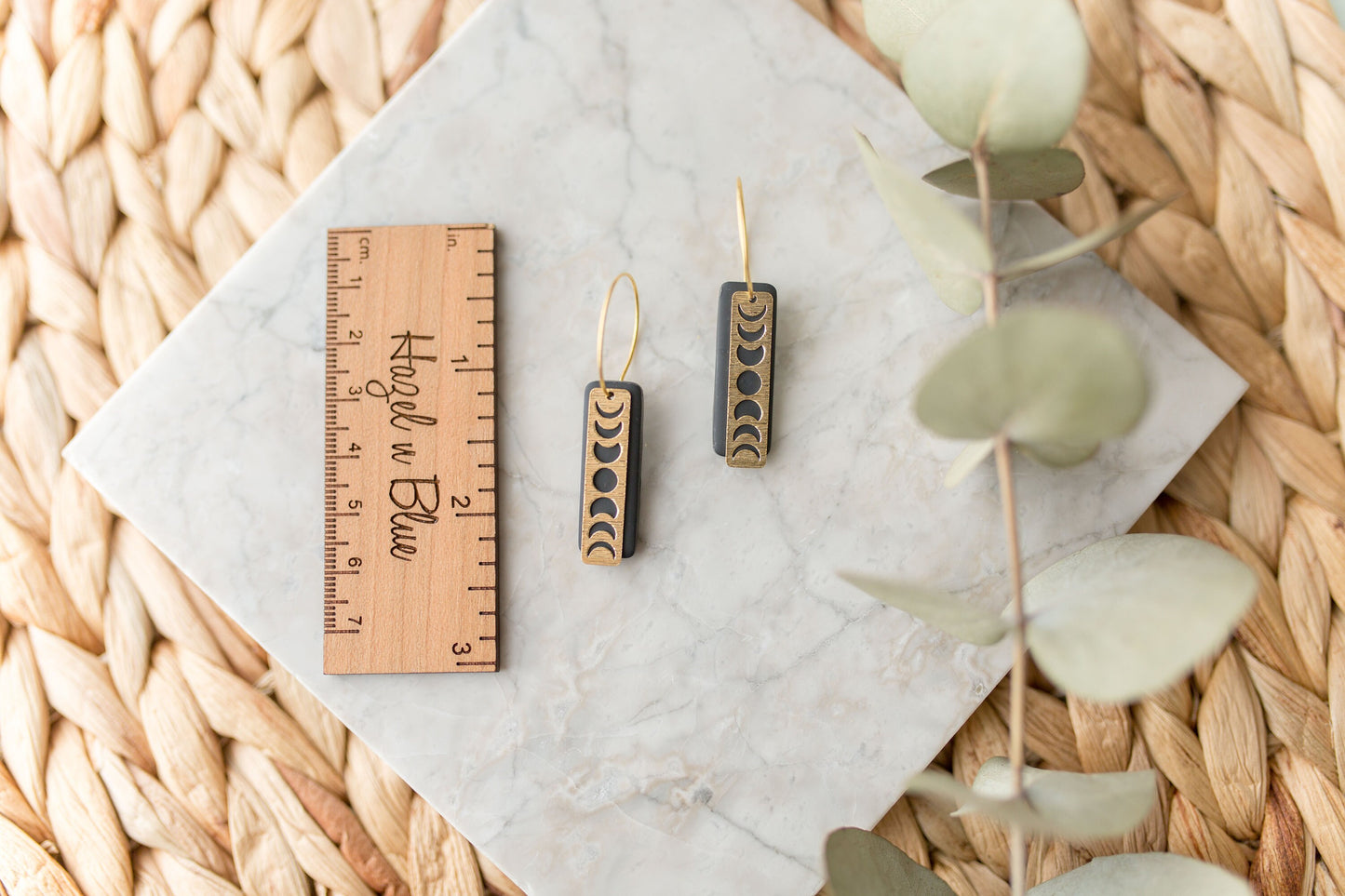 Clay earring | black moon phases