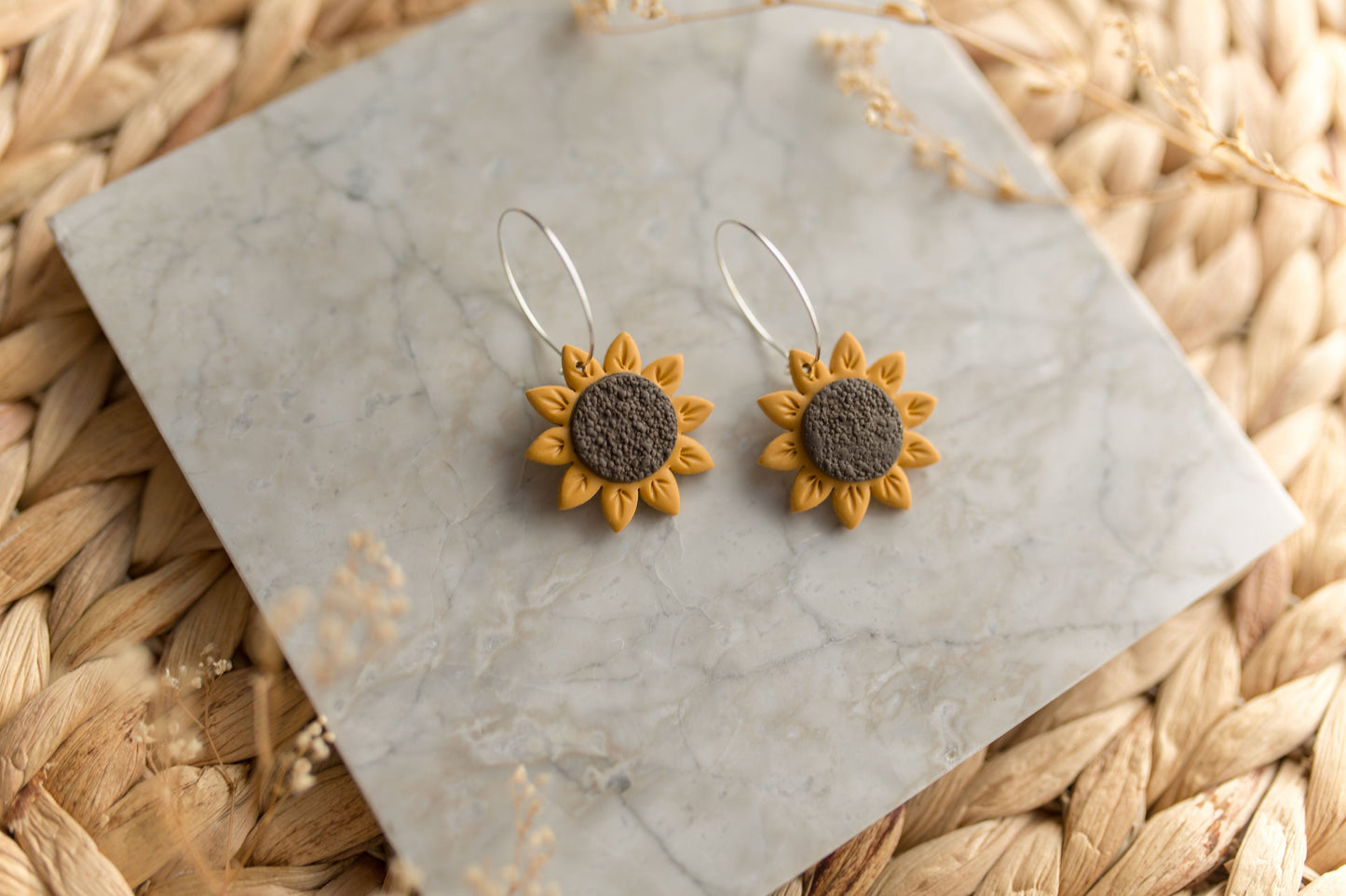 Clay earring | sunflowers