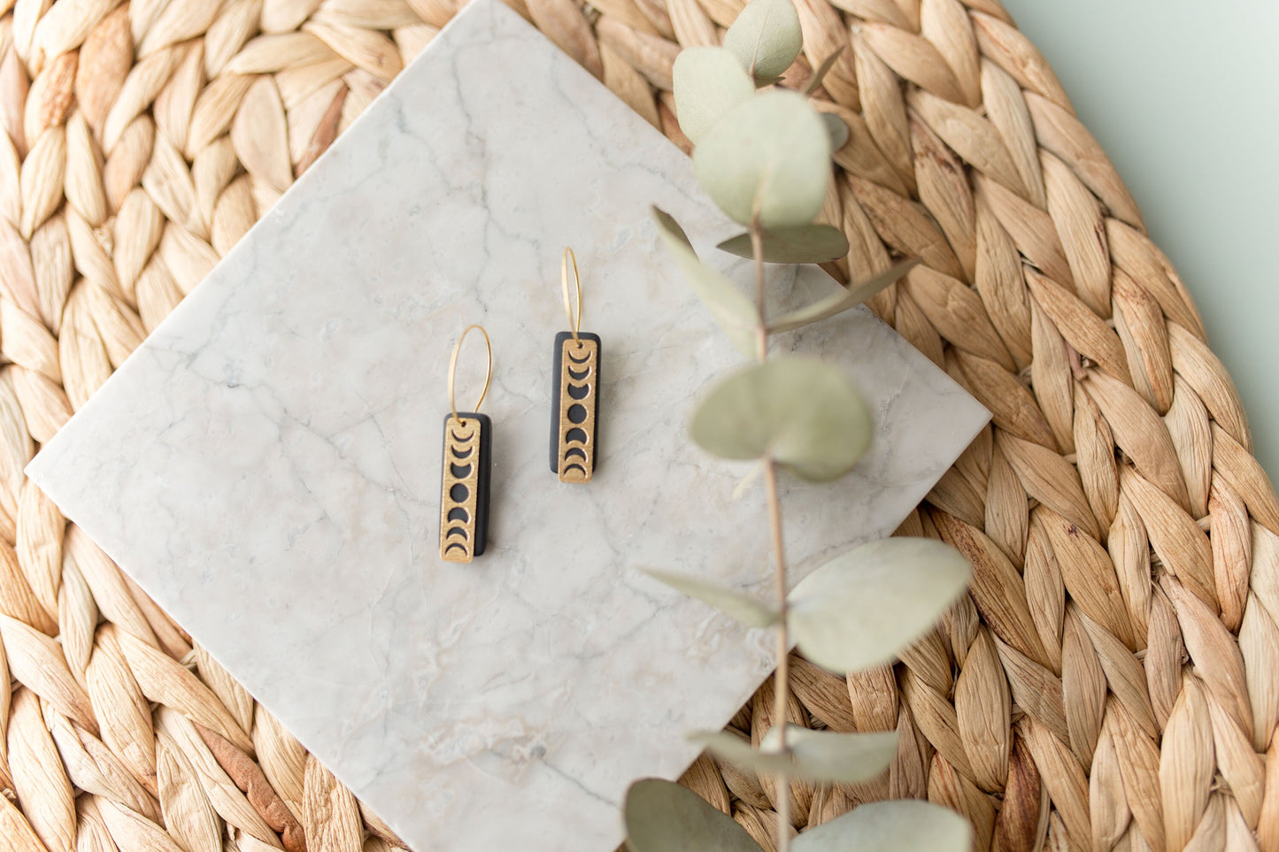 Clay earring | black moon phases