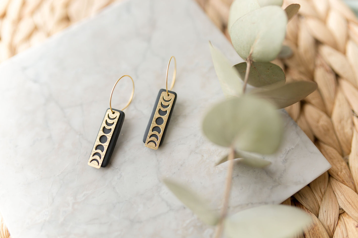 Clay earring | black moon phases