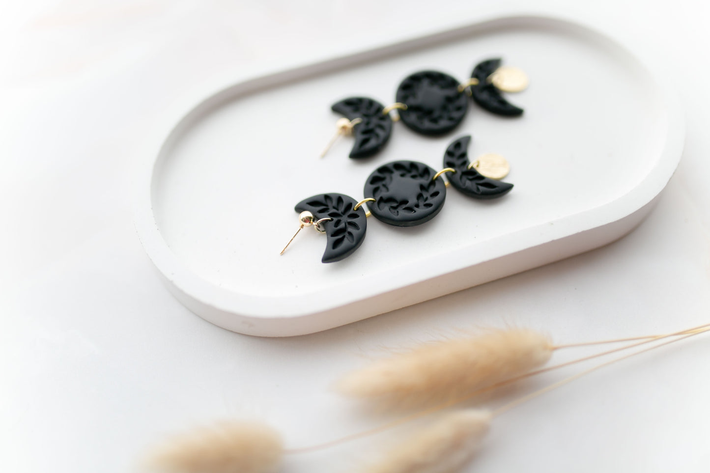 Clay earring | Black Moon Phases
