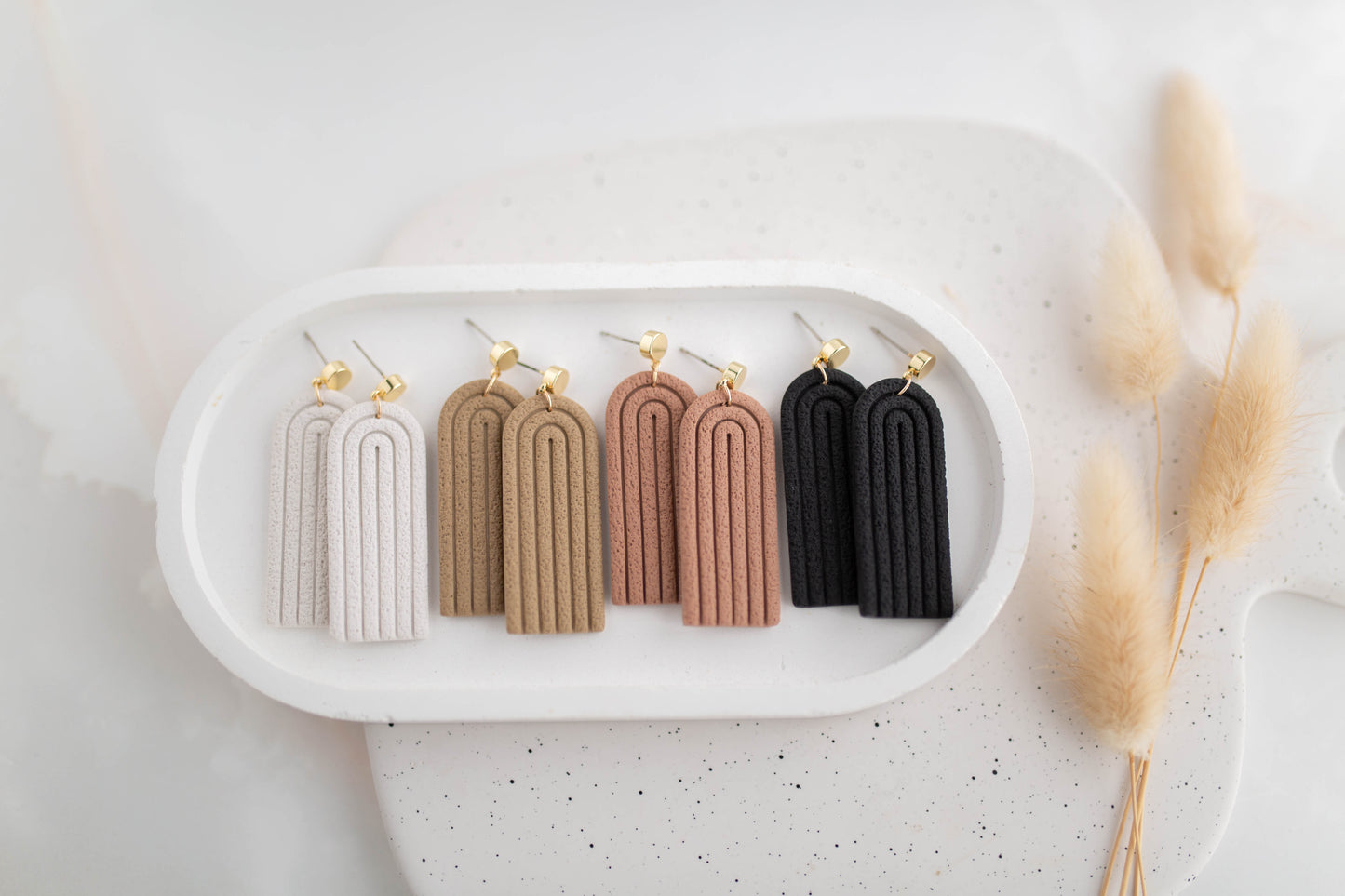 Clay Earrings | Longline Arches | All Things Neutral Collection