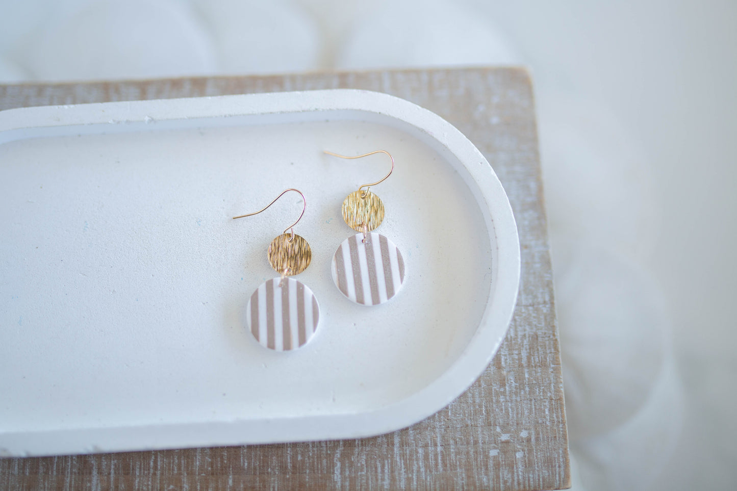 Clay Earrings | Circle Coastal Stripe Dangles | Coastal Shores Collection