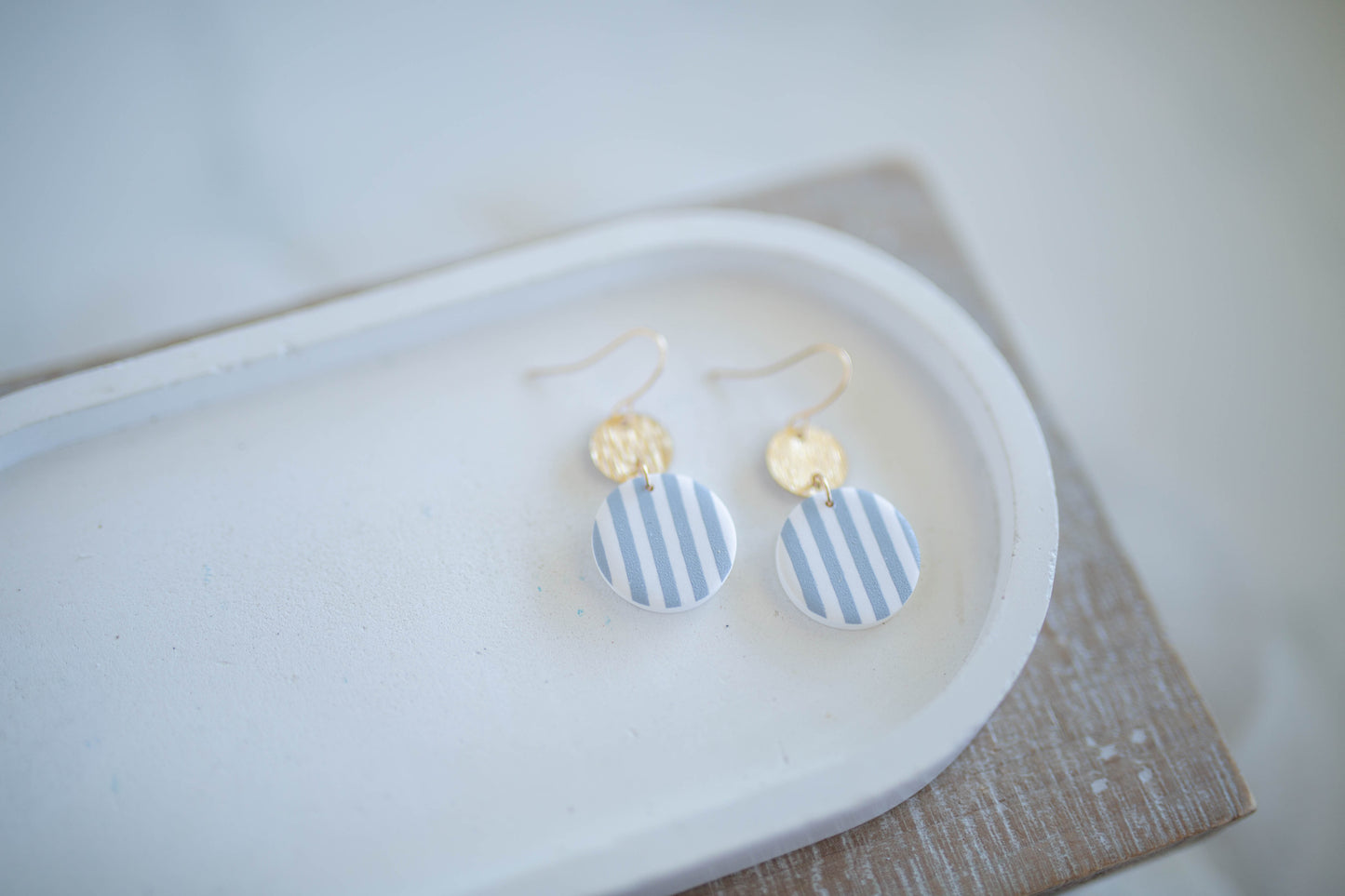 Clay Earrings | Circle Coastal Stripe Dangles | Coastal Shores Collection