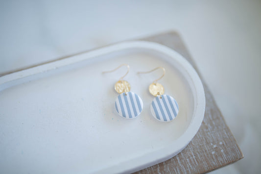 Clay Earrings | Circle Coastal Stripe Dangles | Coastal Shores Collection
