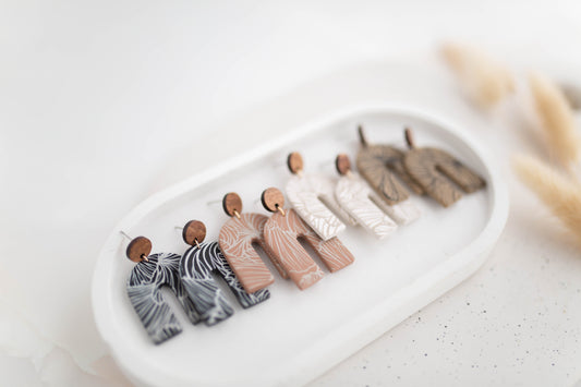 Clay Earrings | Imprint Dangles | All Things Neutral Collection