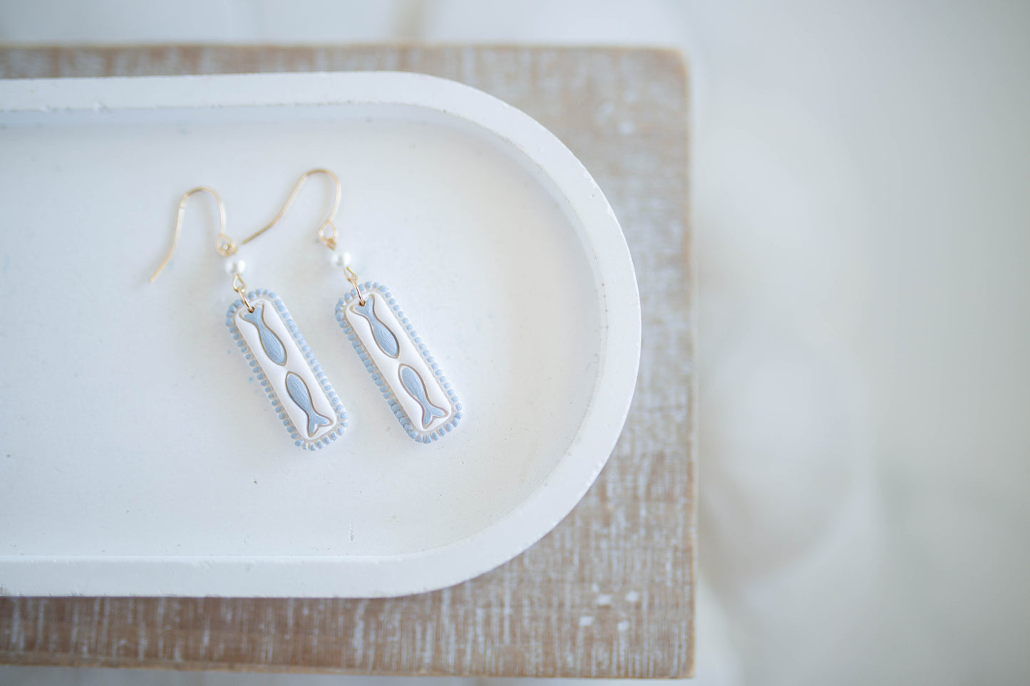 Clay Earrings | Minnow + Pearl Dangles | Coastal Shores Collection