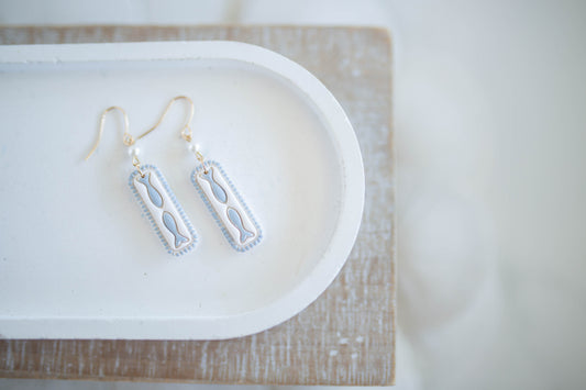 Clay Earrings | Minnow + Pearl Dangles | Coastal Shores Collection