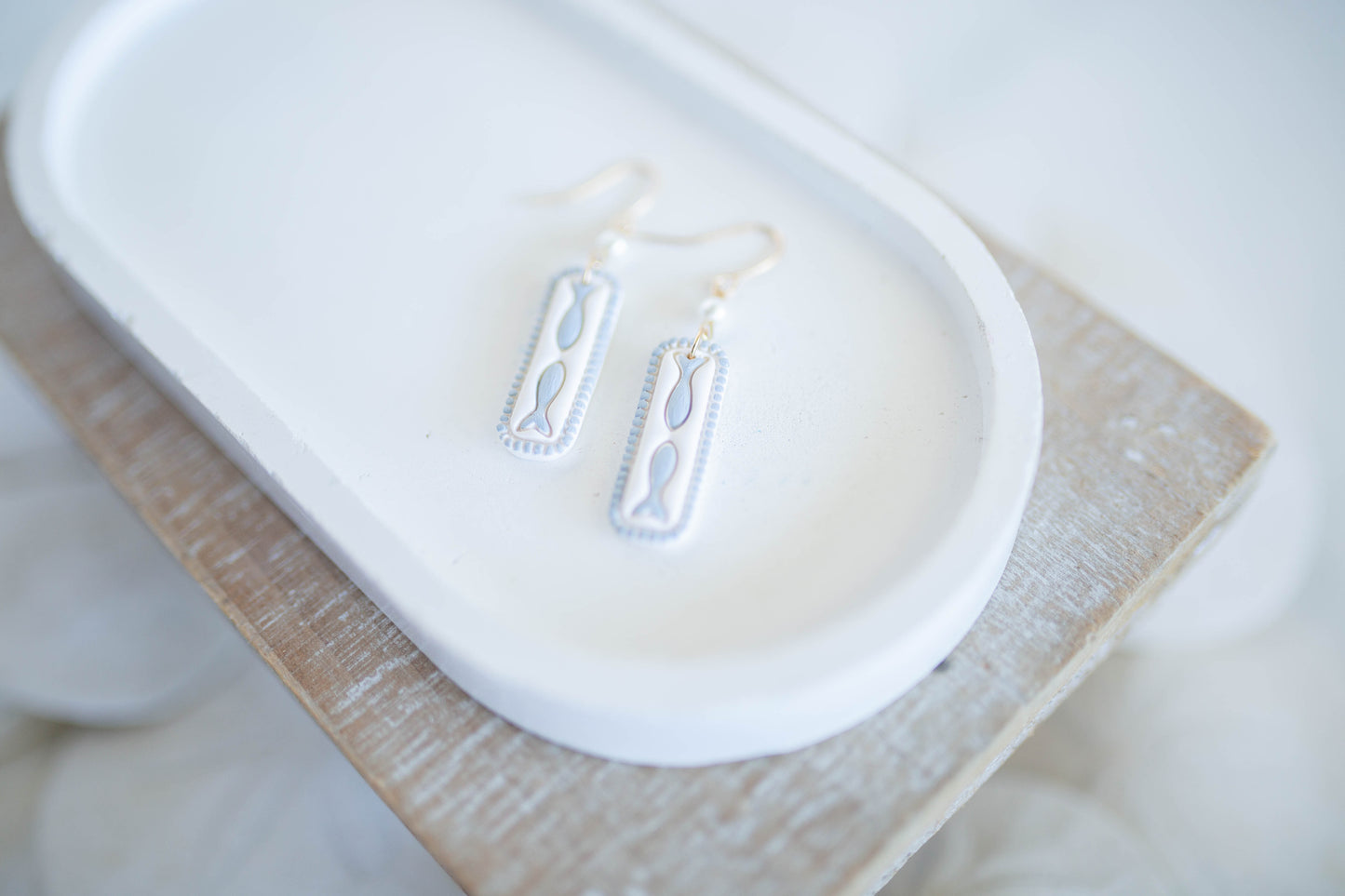 Clay Earrings | Minnow + Pearl Dangles | Coastal Shores Collection