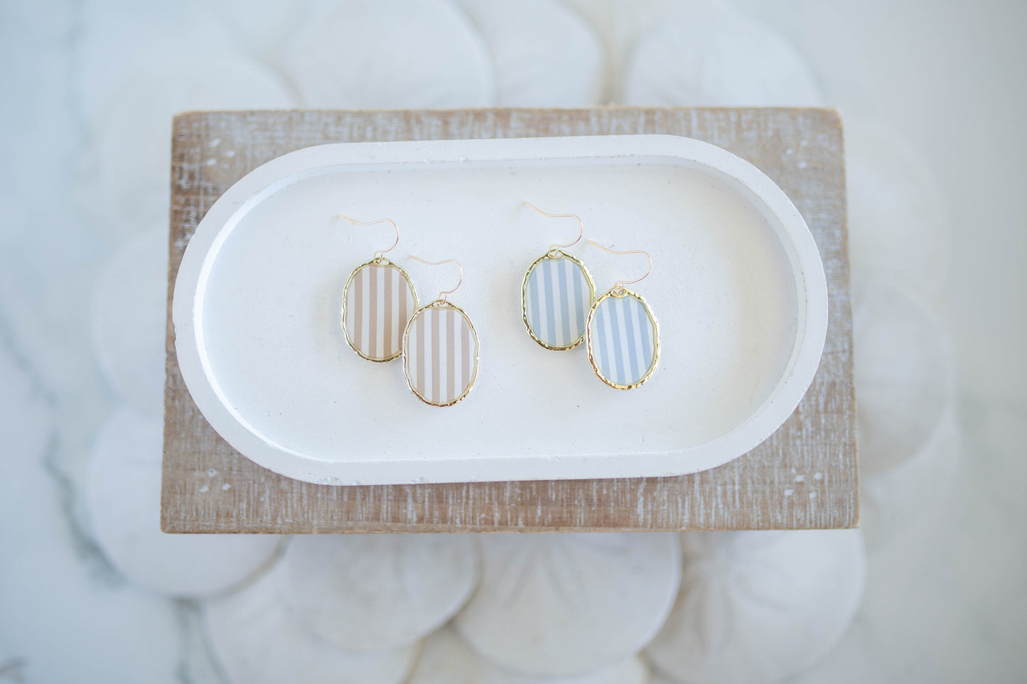 Clay Earrings | Coastal Stripe Dangles | Coastal Shores Collection