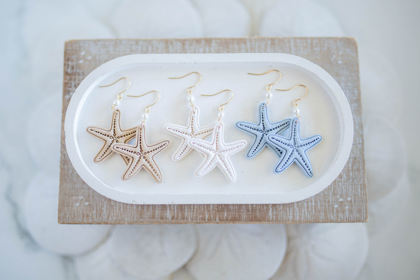 Clay Earrings | Sea Star Dangles | Coastal Shores Collection