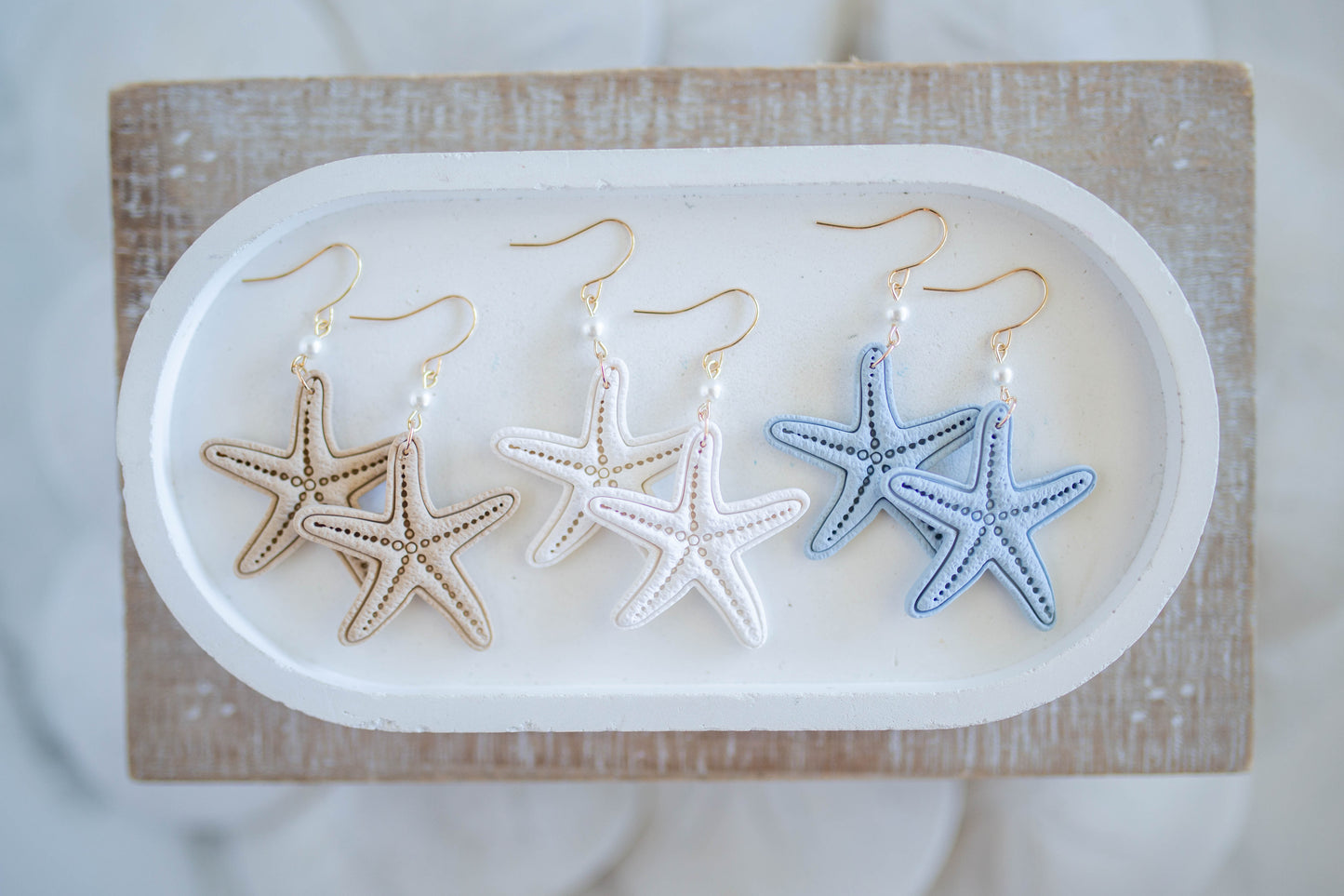 Clay Earrings | Sea Star Dangles | Coastal Shores Collection