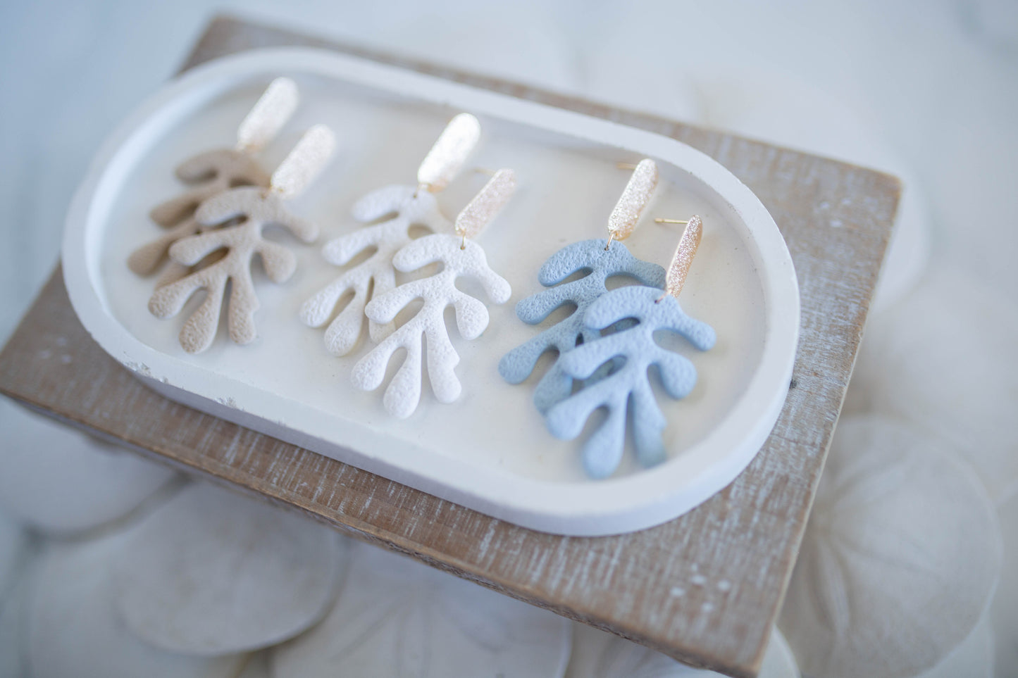Clay Earrings | Coral Dangles | Coastal Shores Collection