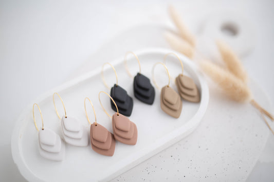 Clay Earrings | Stacked Hoops | All Things Neutral Collection