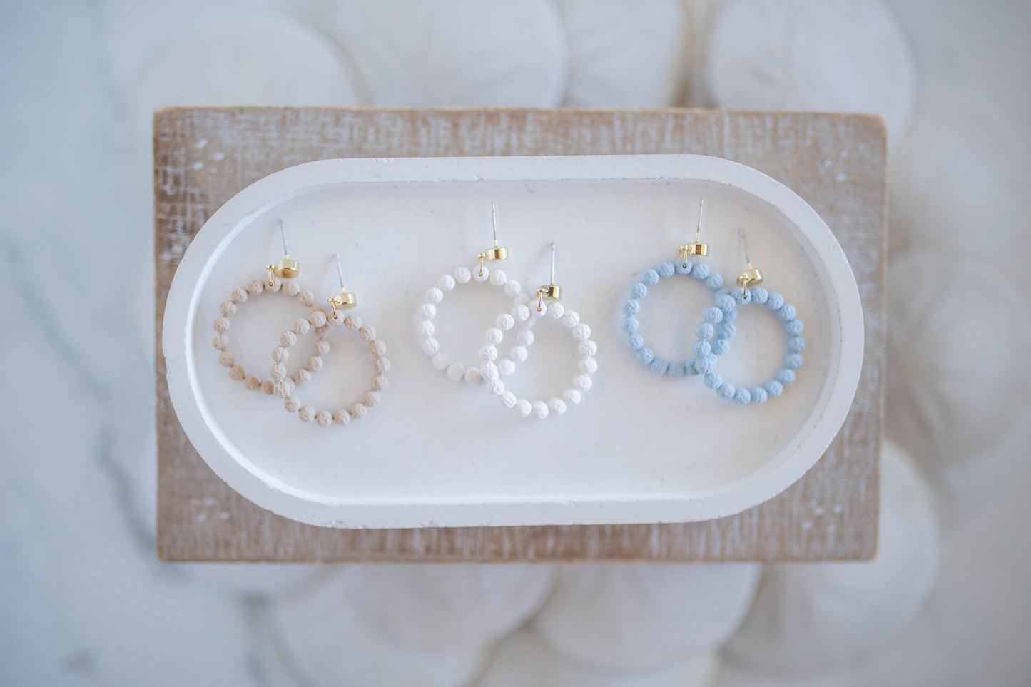 Clay Earrings | Circle Bubble Dangles | Coastal Shores Collection