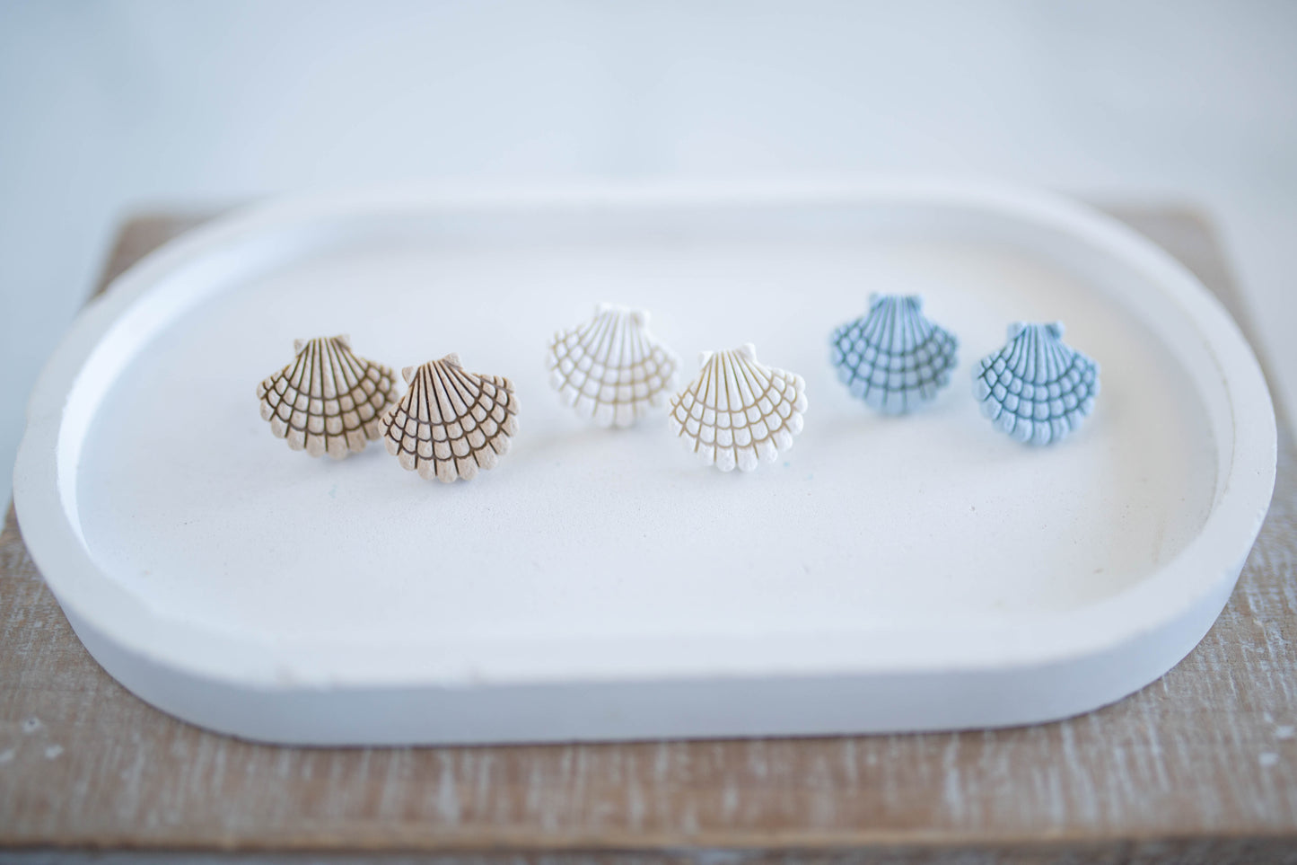 Clay Earrings | Scallop Studs | Coastal Shores Collection