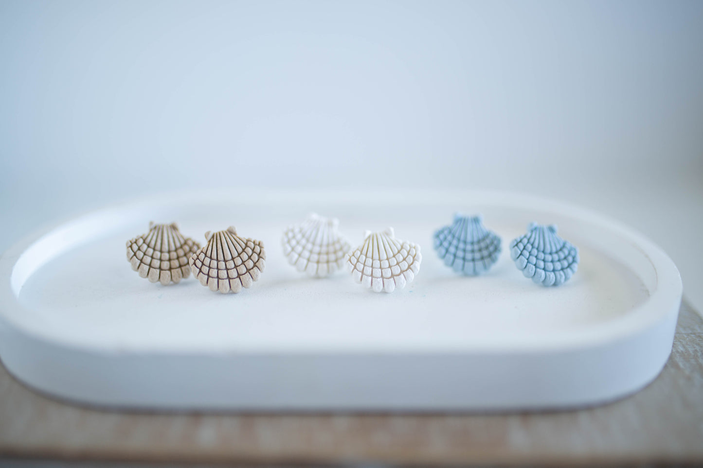 Clay Earrings | Scallop Studs | Coastal Shores Collection