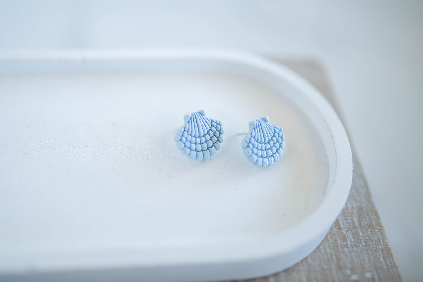 Clay Earrings | Scallop Studs | Coastal Shores Collection