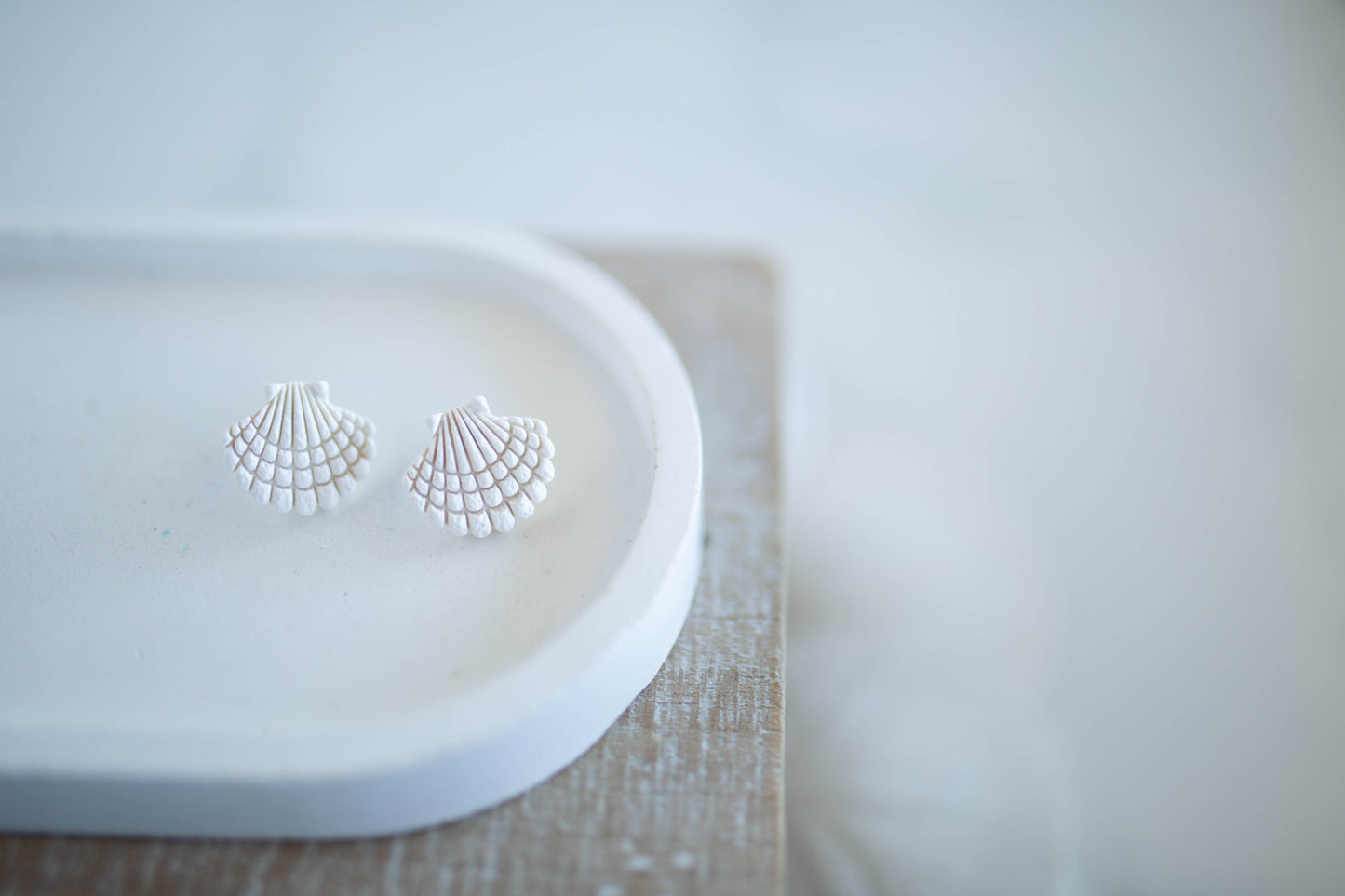 Clay Earrings | Scallop Studs | Coastal Shores Collection