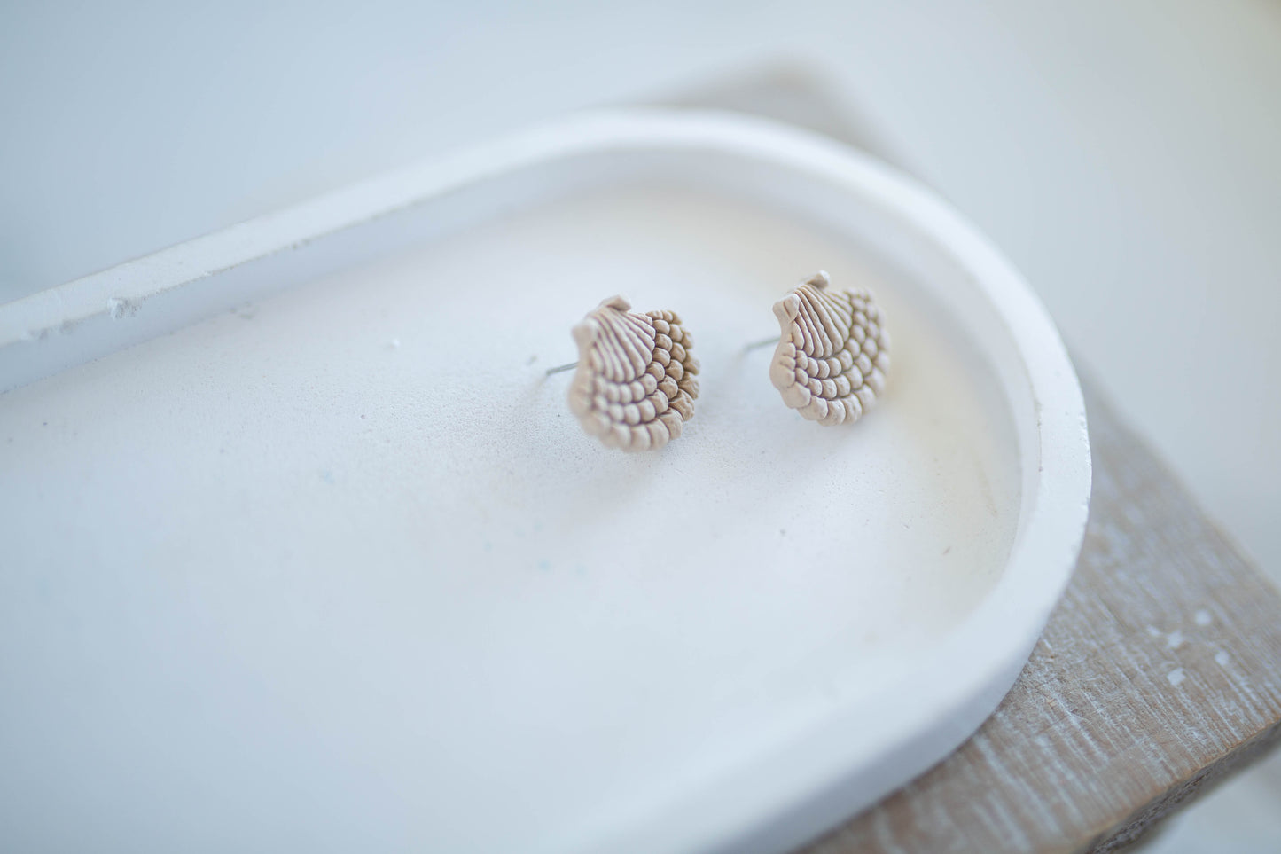 Clay Earrings | Scallop Studs | Coastal Shores Collection
