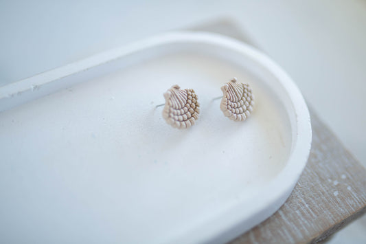 Clay Earrings | Scallop Studs | Coastal Shores Collection